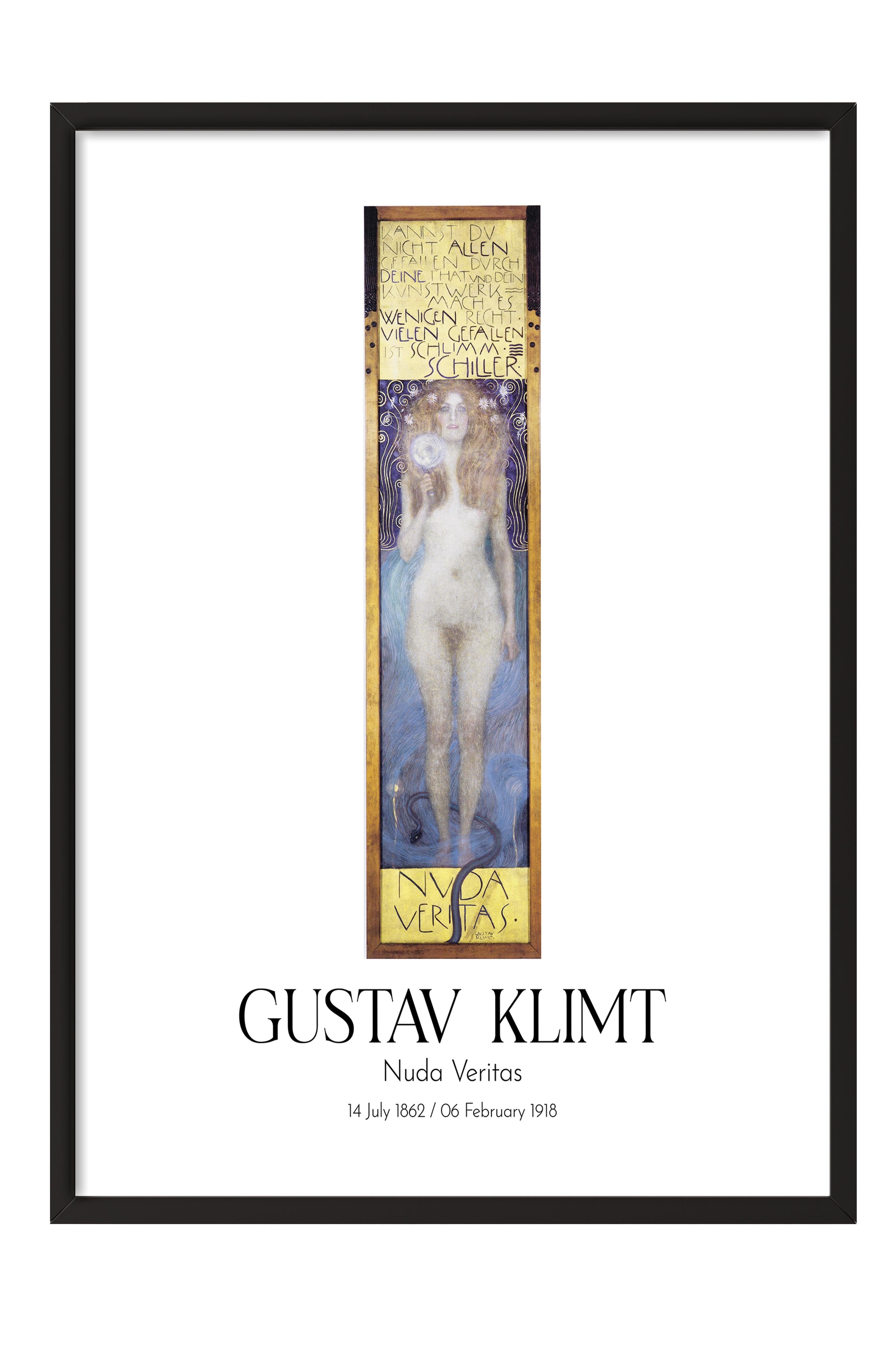 Gustav Klimt - Nuda Veritas, Siyah Çerçeveli Tablo, Sanat Serisi NO:111997
