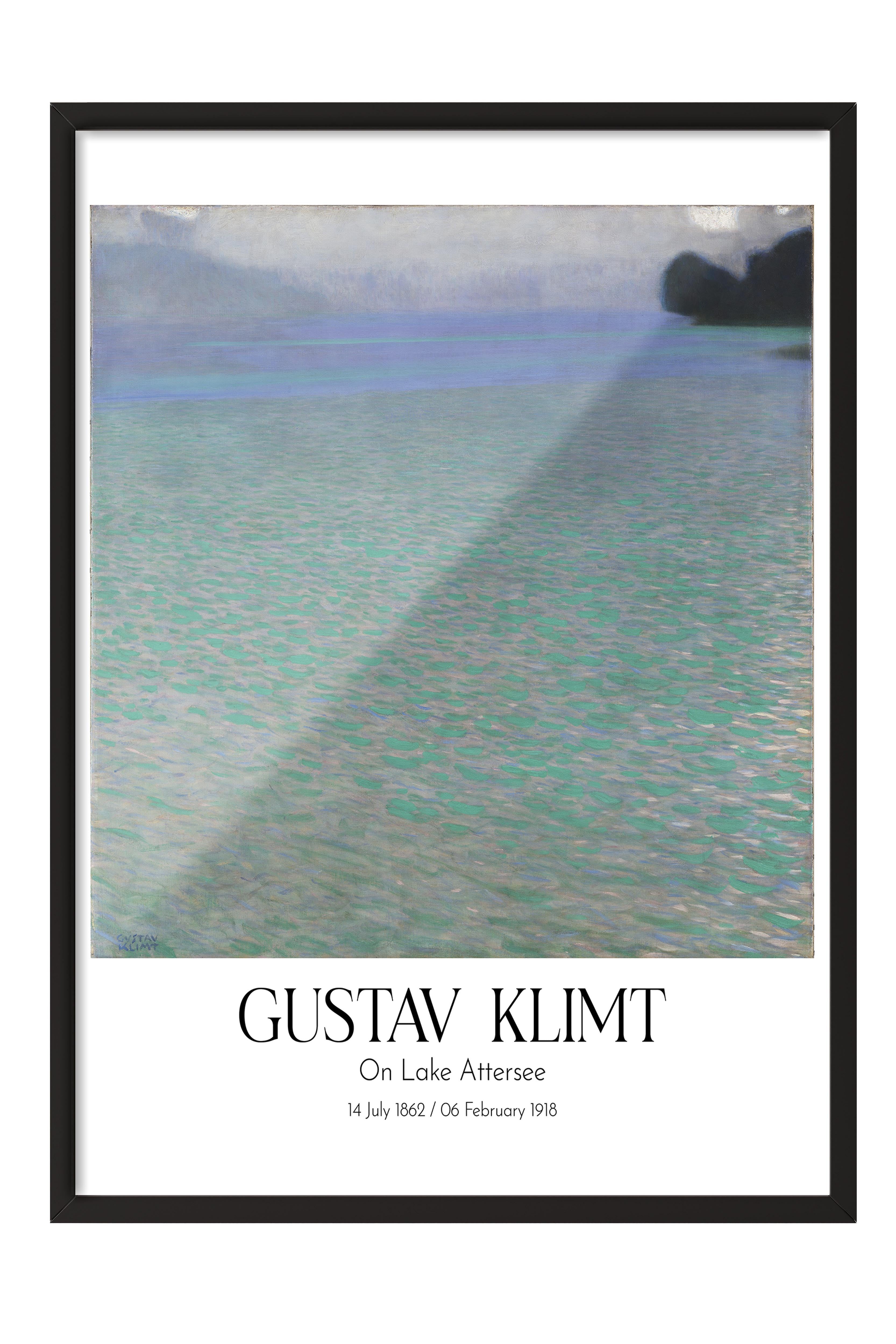 Gustav Klimt - On Lake Attersee, Siyah Çerçeveli Tablo, Sanat Serisi NO:111980