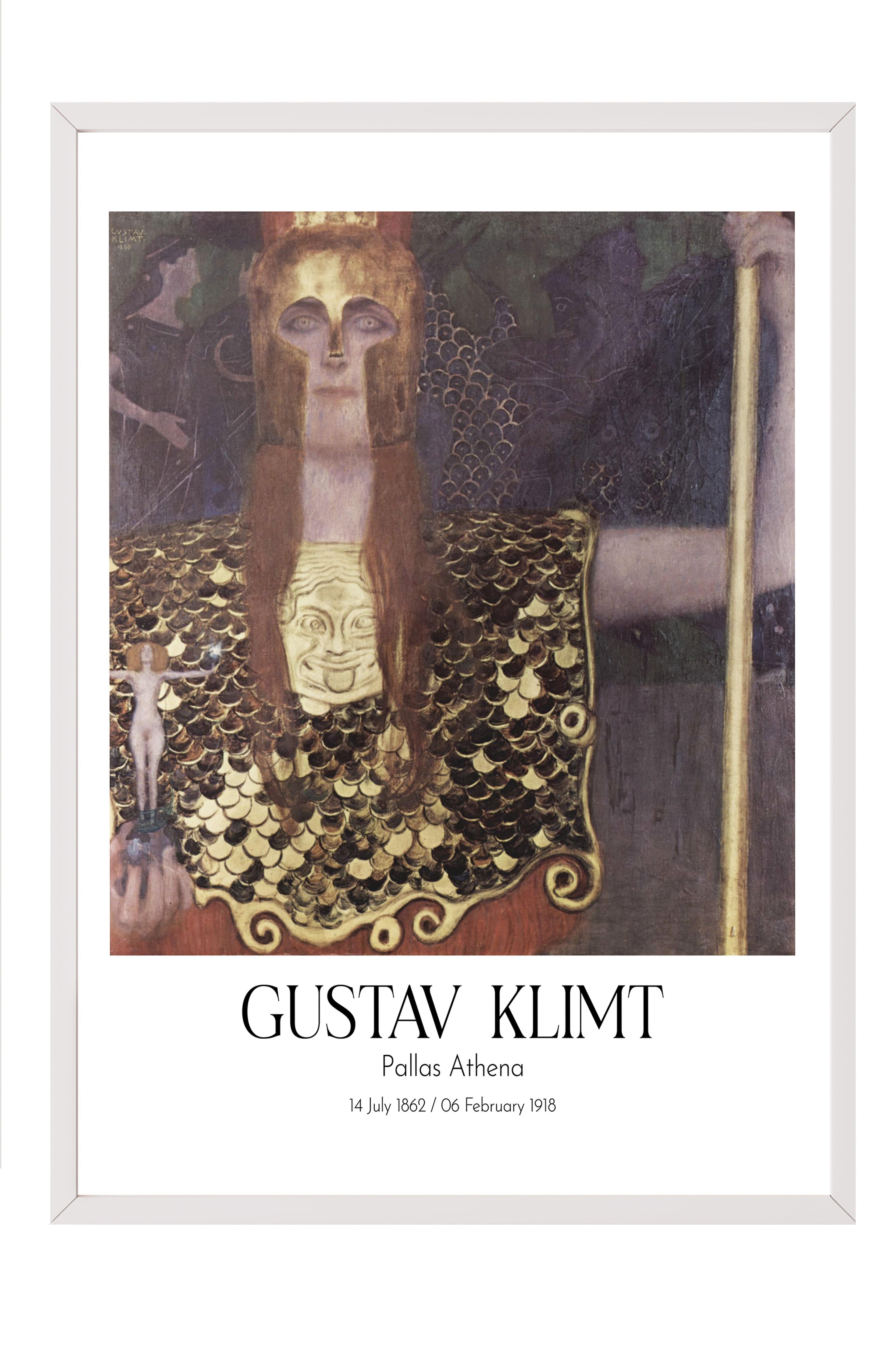 Gustav Klimt - Pallas Athena, Beyaz Çerçeveli Tablo, Sanat Serisi NO:111998