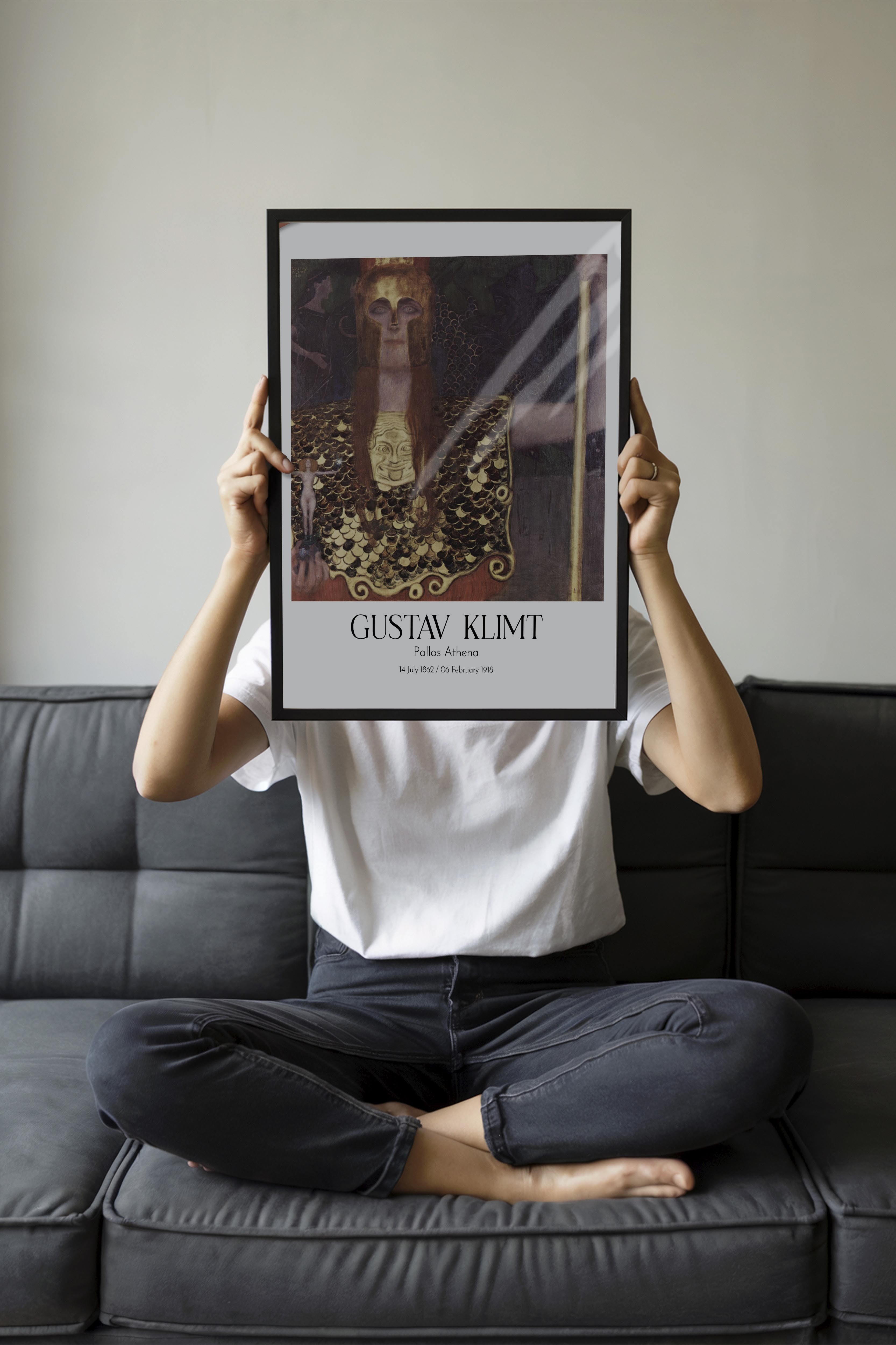 Gustav Klimt - Pallas Athena, Siyah Çerçeveli Tablo, Sanat Serisi NO:111998