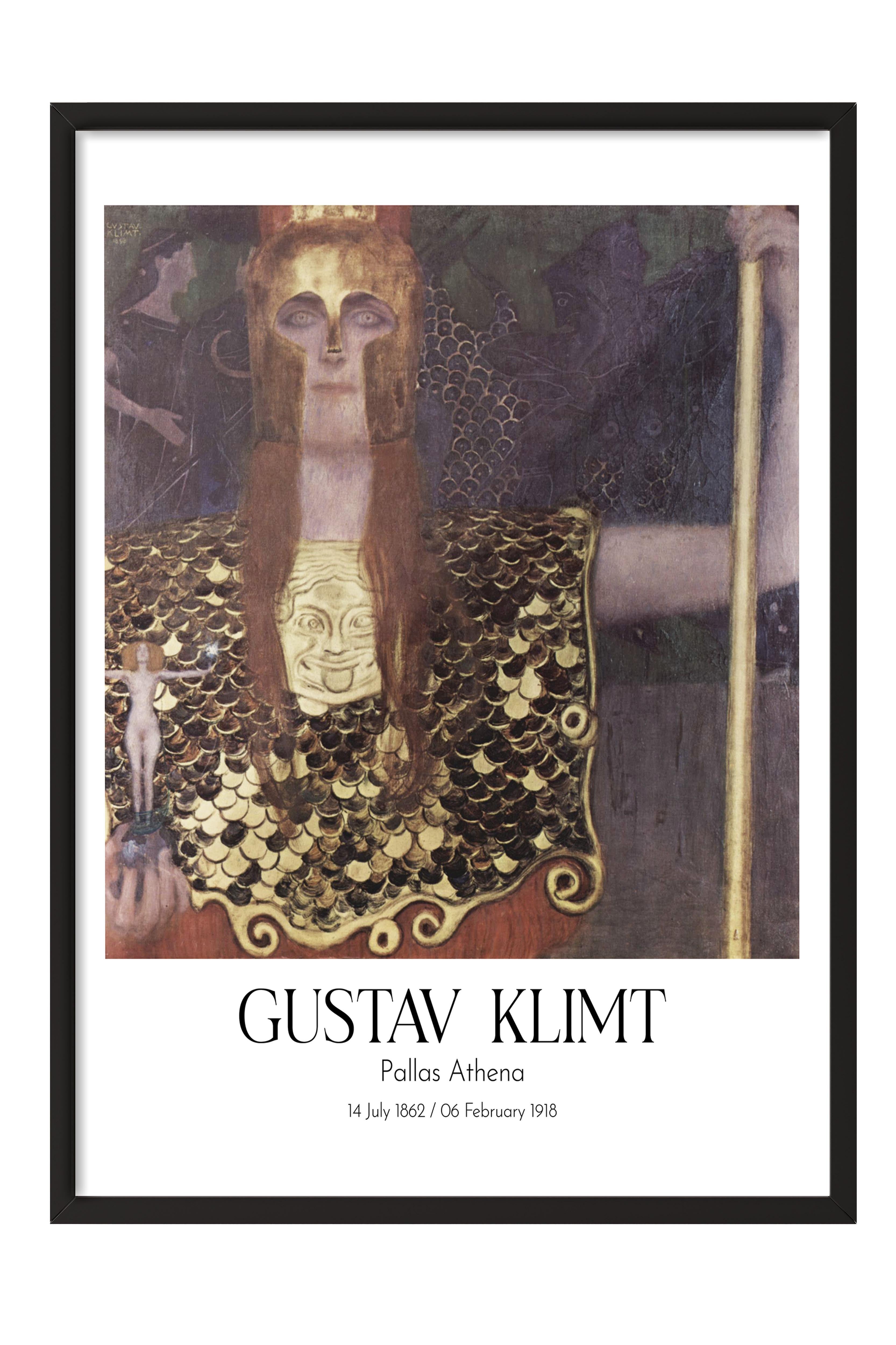 Gustav Klimt - Pallas Athena, Siyah Çerçeveli Tablo, Sanat Serisi NO:111998