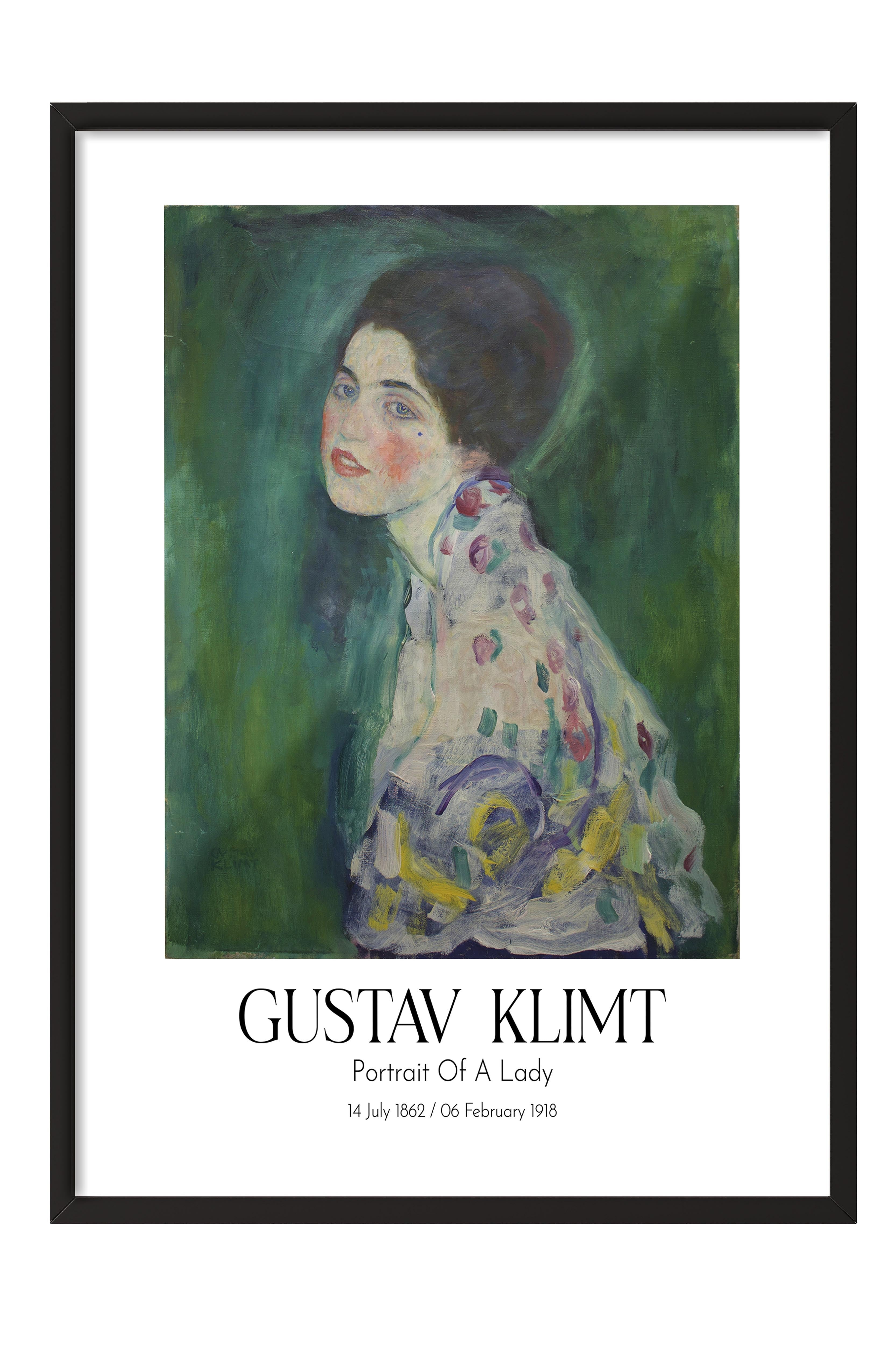 Gustav Klimt - Portrait Of A Lady, Siyah Çerçeveli Tablo, Sanat Serisi NO:111981