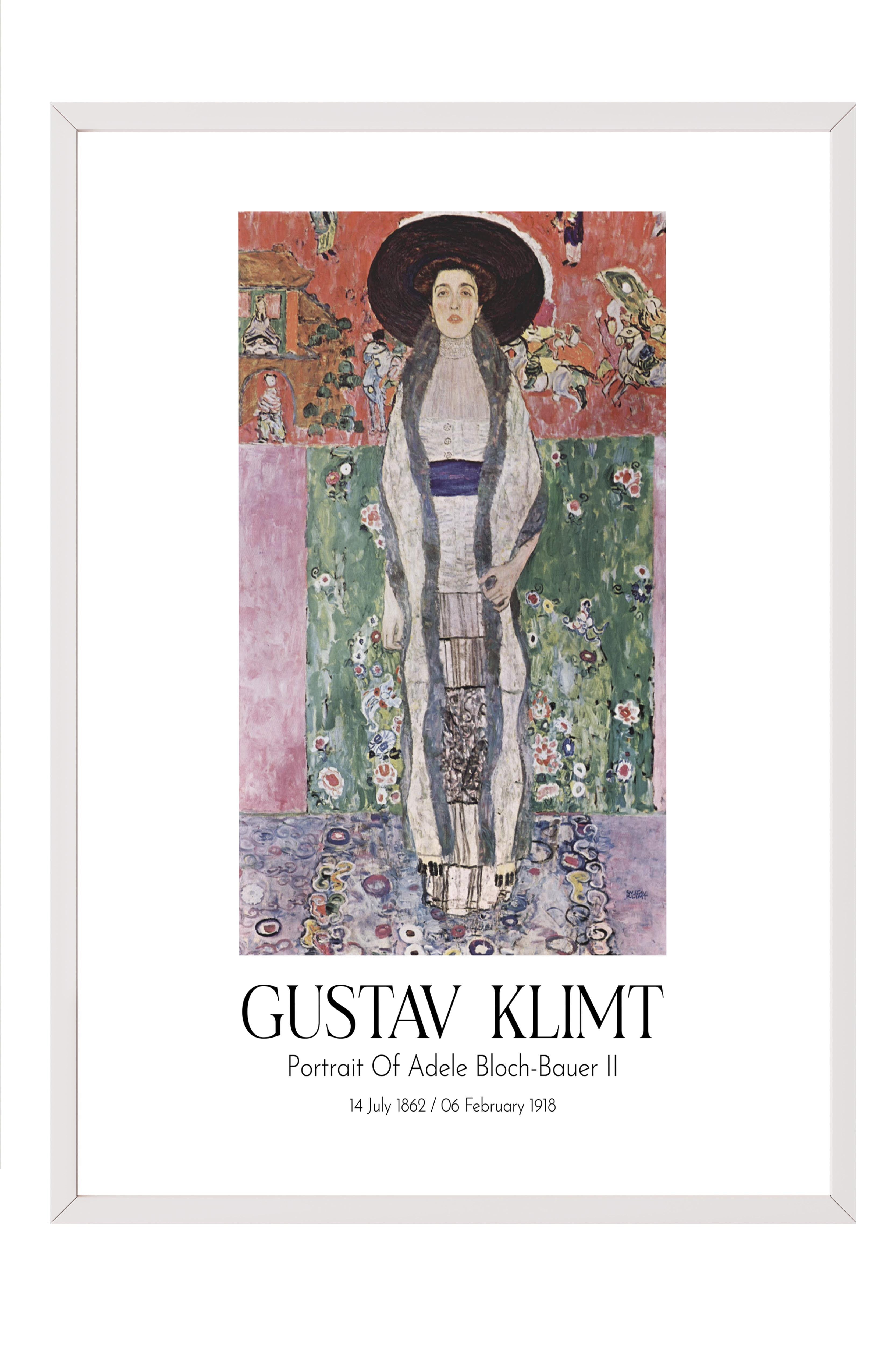 Gustav Klimt - Portrait Of Adele Bloch-Bauer II, Beyaz Çerçeveli Tablo, Sanat Serisi NO:111999