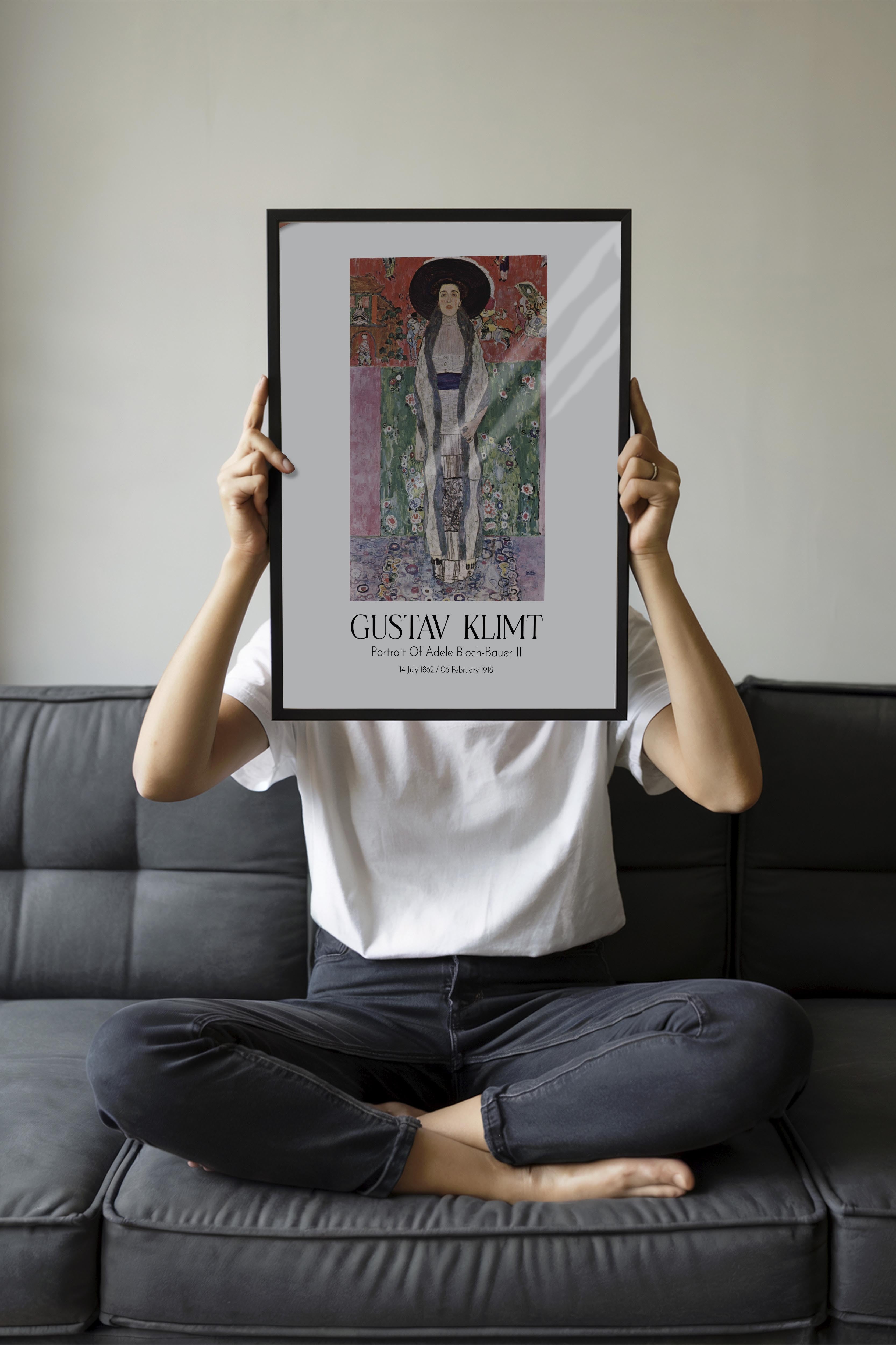 Gustav Klimt - Portrait Of Adele Bloch-Bauer II, Siyah Çerçeveli Tablo, Sanat Serisi NO:111999