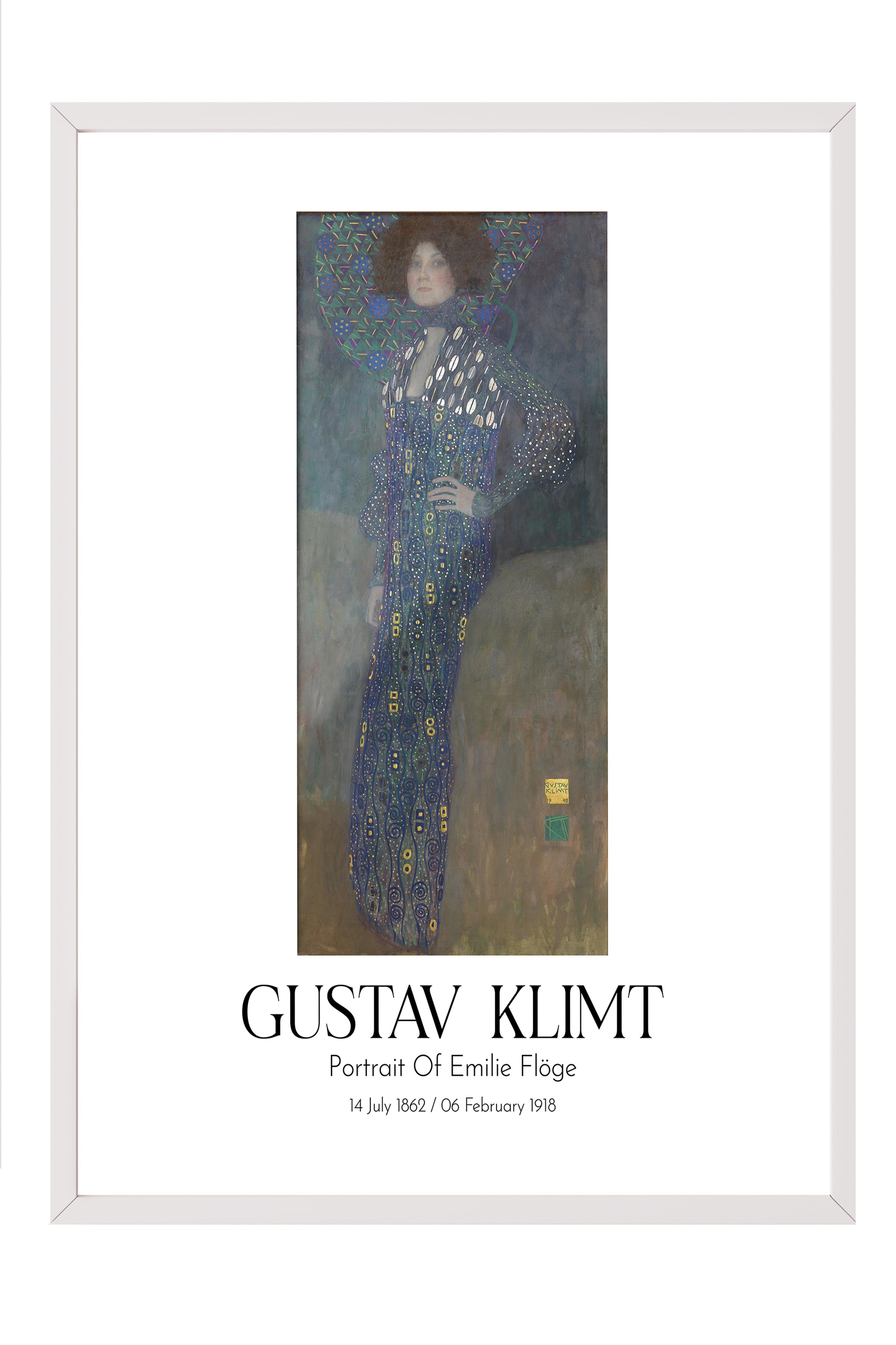 Gustav Klimt - Portrait Of Emilie Flöge, Beyaz Çerçeveli Tablo, Sanat Serisi NO:112000