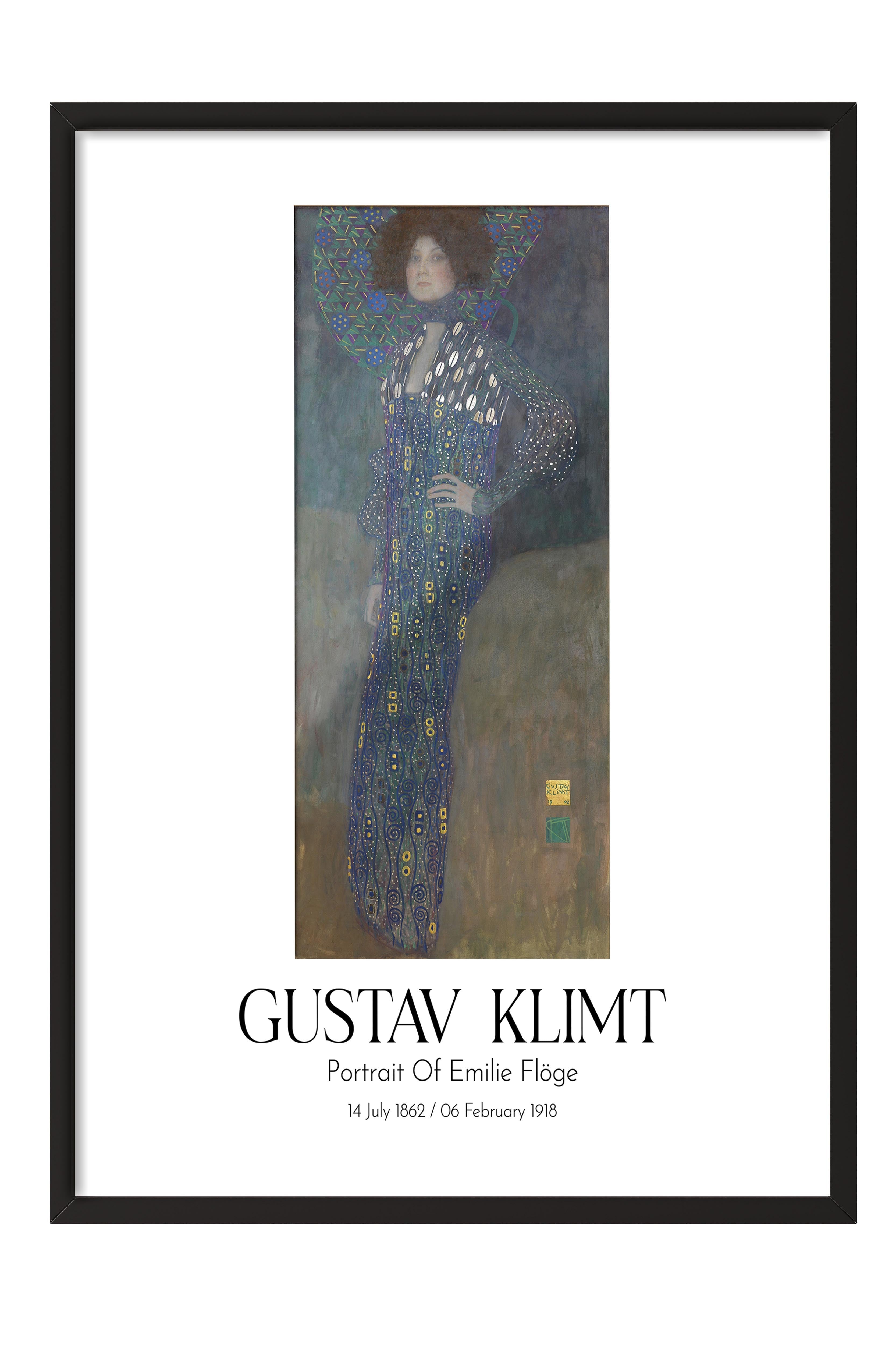 Gustav Klimt - Portrait Of Emilie Flöge, Siyah Çerçeveli Tablo, Sanat Serisi NO:112000