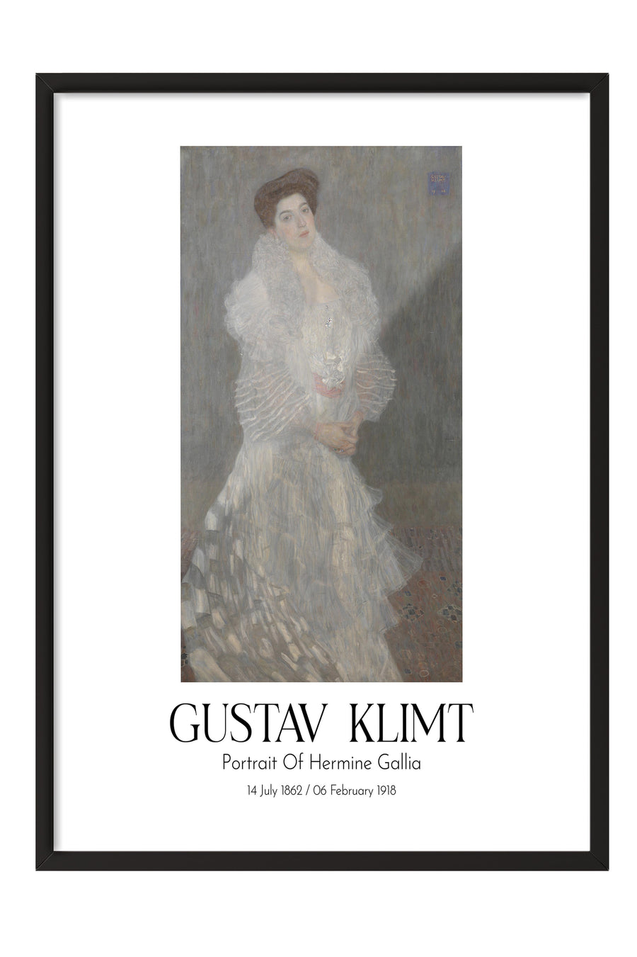 Gustav Klimt - Portrait Of Hermine Gallia, Siyah Çerçeveli Tablo, Sanat Serisi NO:111983