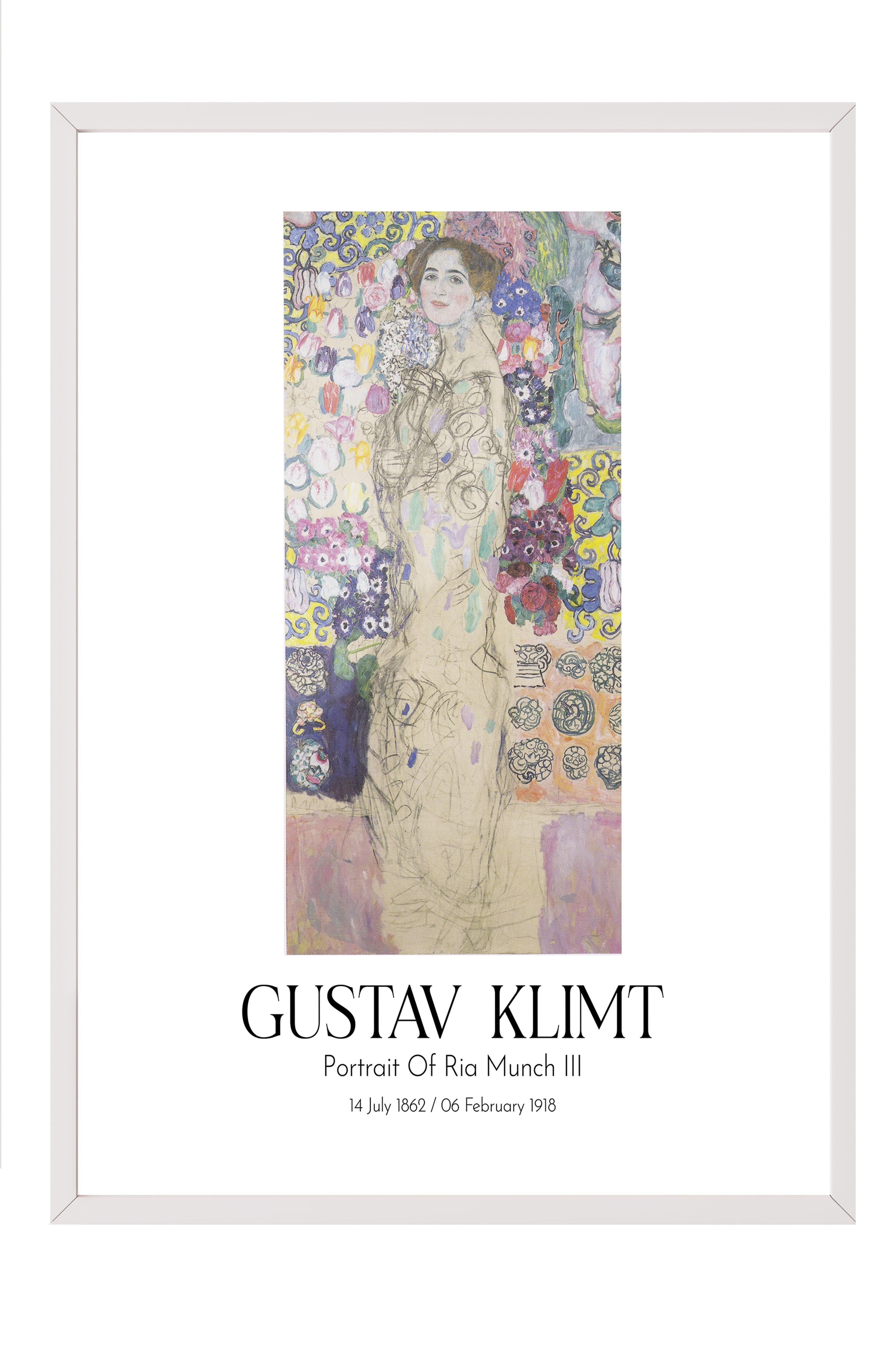 Gustav Klimt - Portrait Of Ria Munch III, Beyaz Çerçeveli Tablo, Sanat Serisi NO:111993