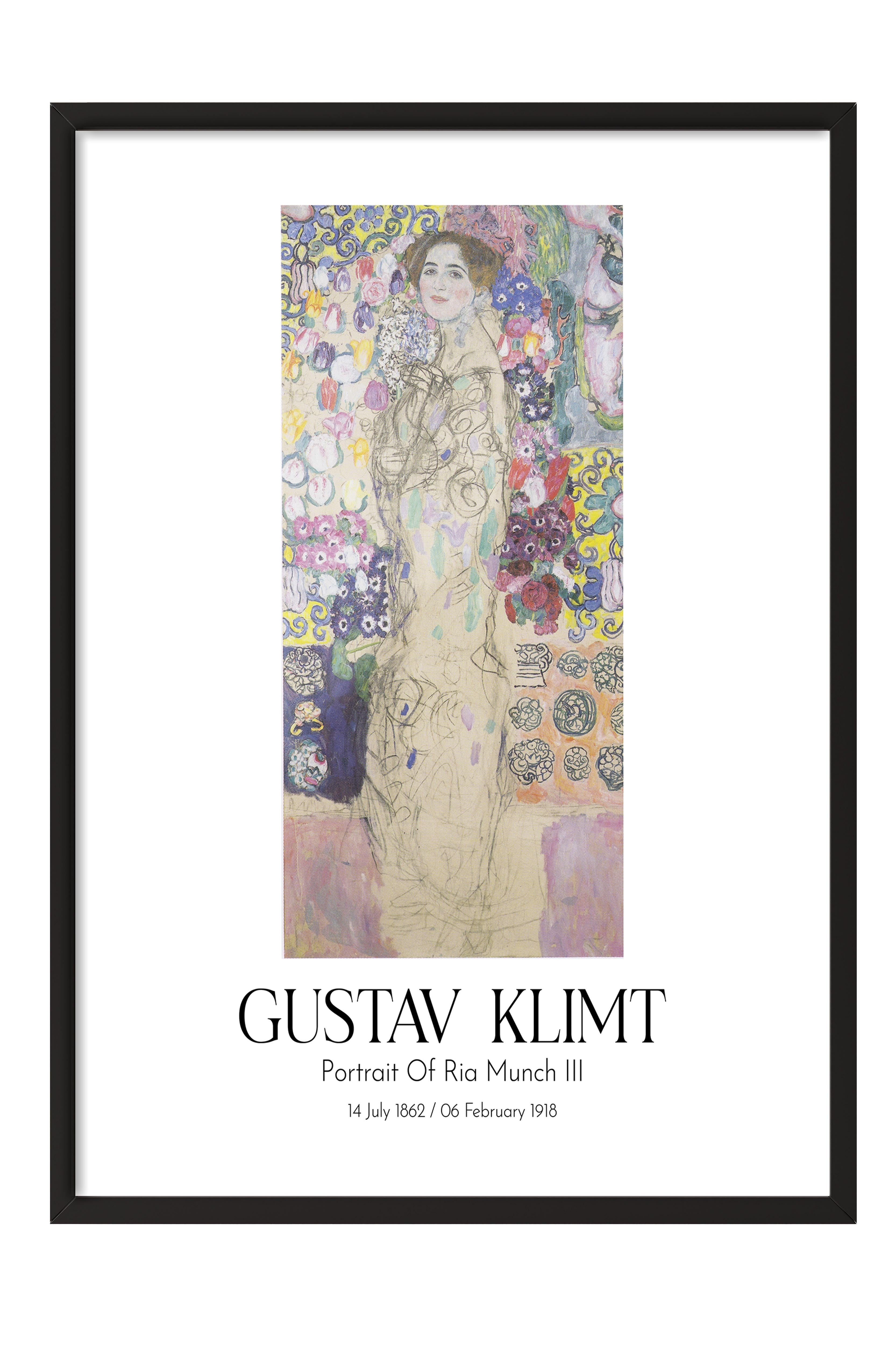 Gustav Klimt - Portrait Of Ria Munch III, Siyah Çerçeveli Tablo, Sanat Serisi NO:111993