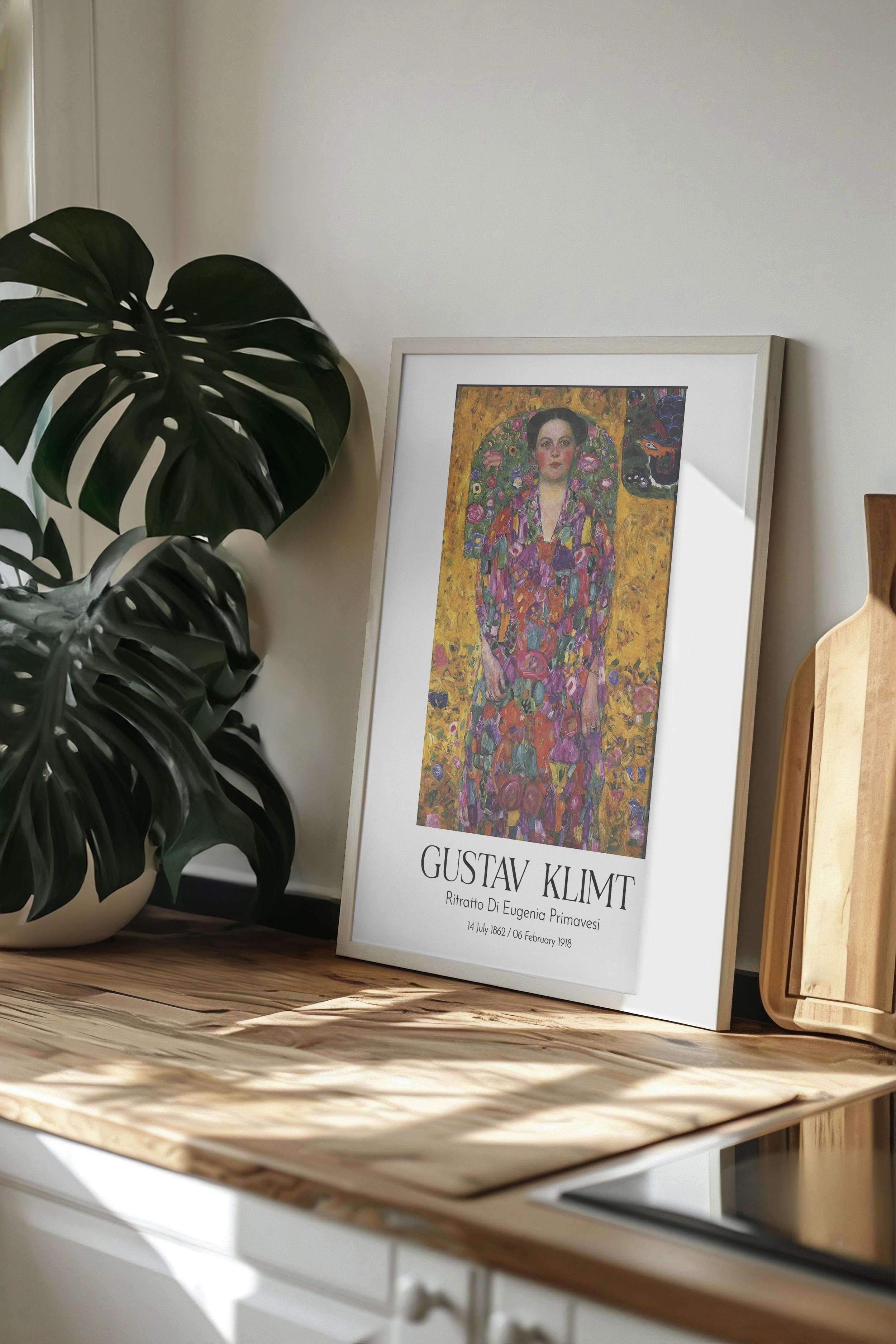 Gustav Klimt - Ritratto Di Eugenia Primavesi, Beyaz Çerçeveli Tablo, Sanat Serisi NO:112001