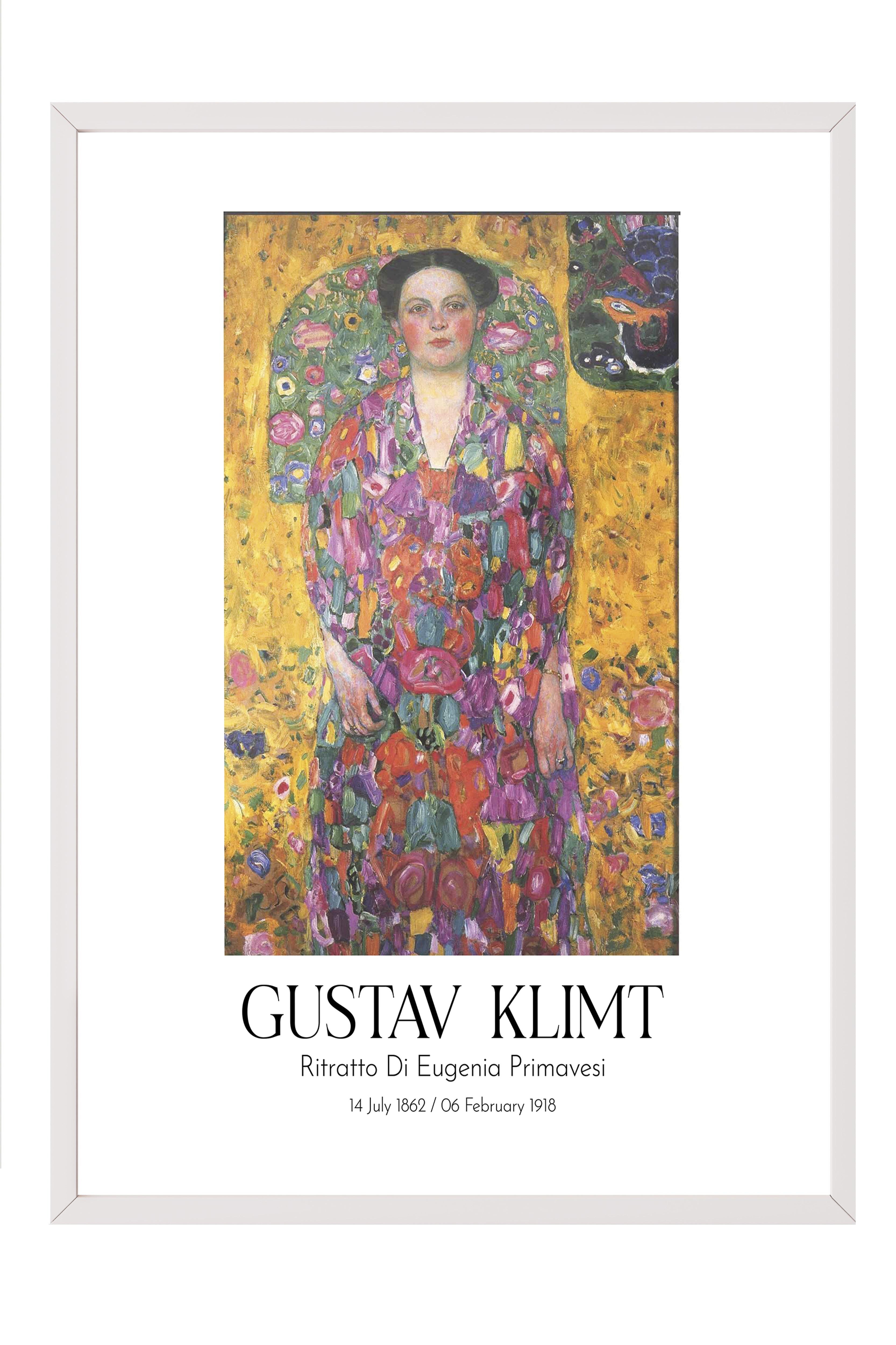 Gustav Klimt - Ritratto Di Eugenia Primavesi, Beyaz Çerçeveli Tablo, Sanat Serisi NO:112001
