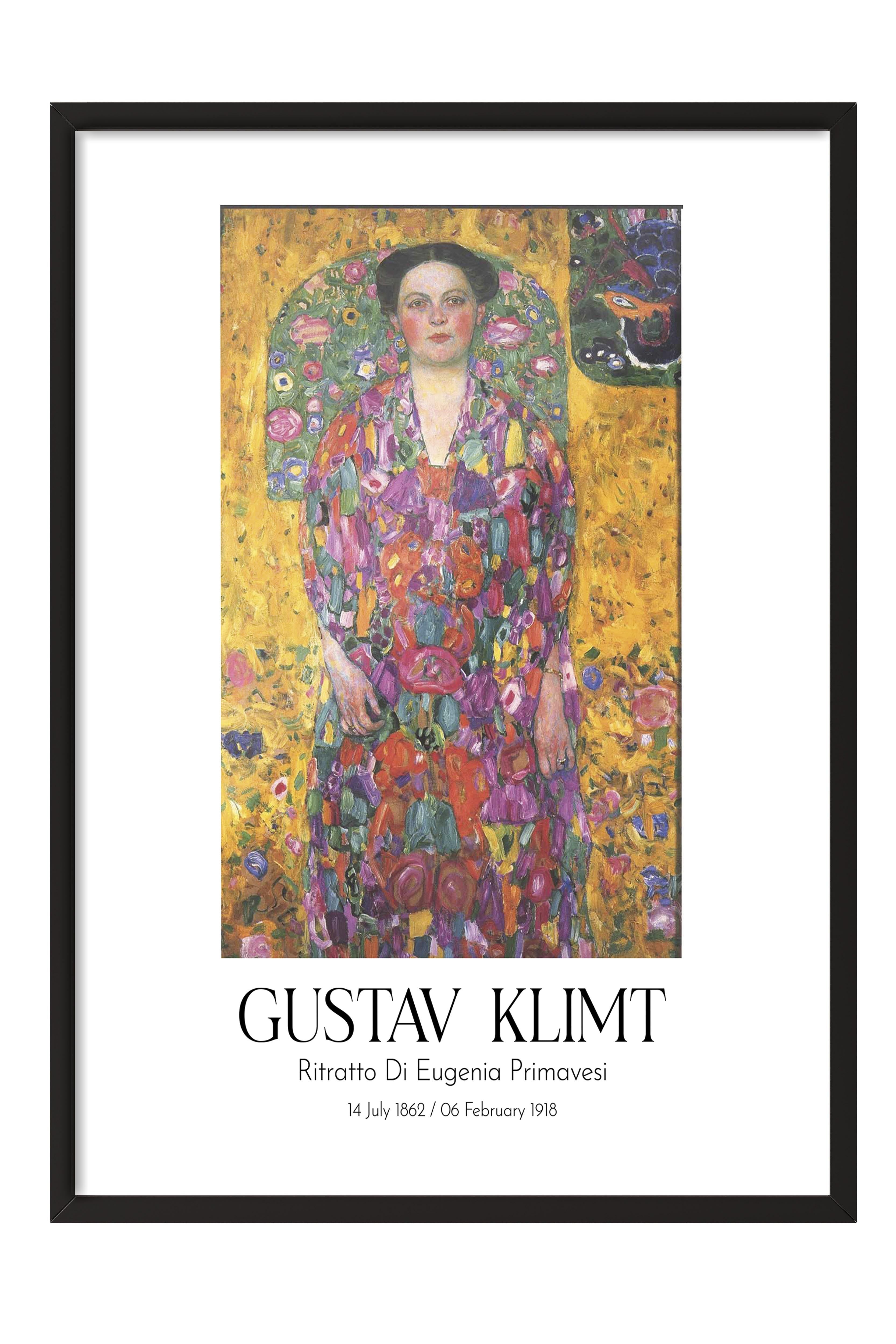 Gustav Klimt - Ritratto Di Eugenia Primavesi, Siyah Çerçeveli Tablo, Sanat Serisi NO:112001