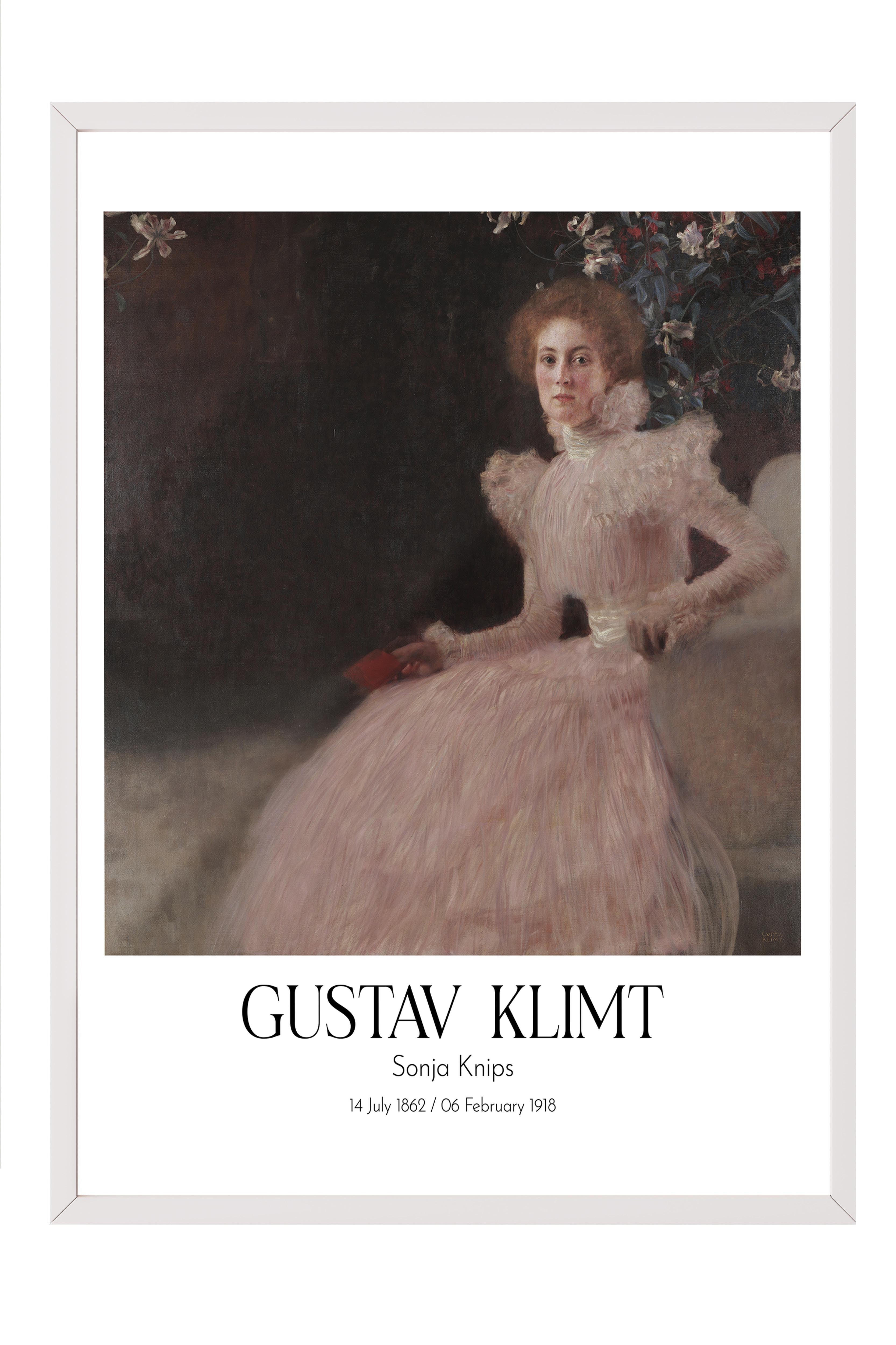 Gustav Klimt - Sonja Knips, Beyaz Çerçeveli Tablo, Sanat Serisi NO:112002
