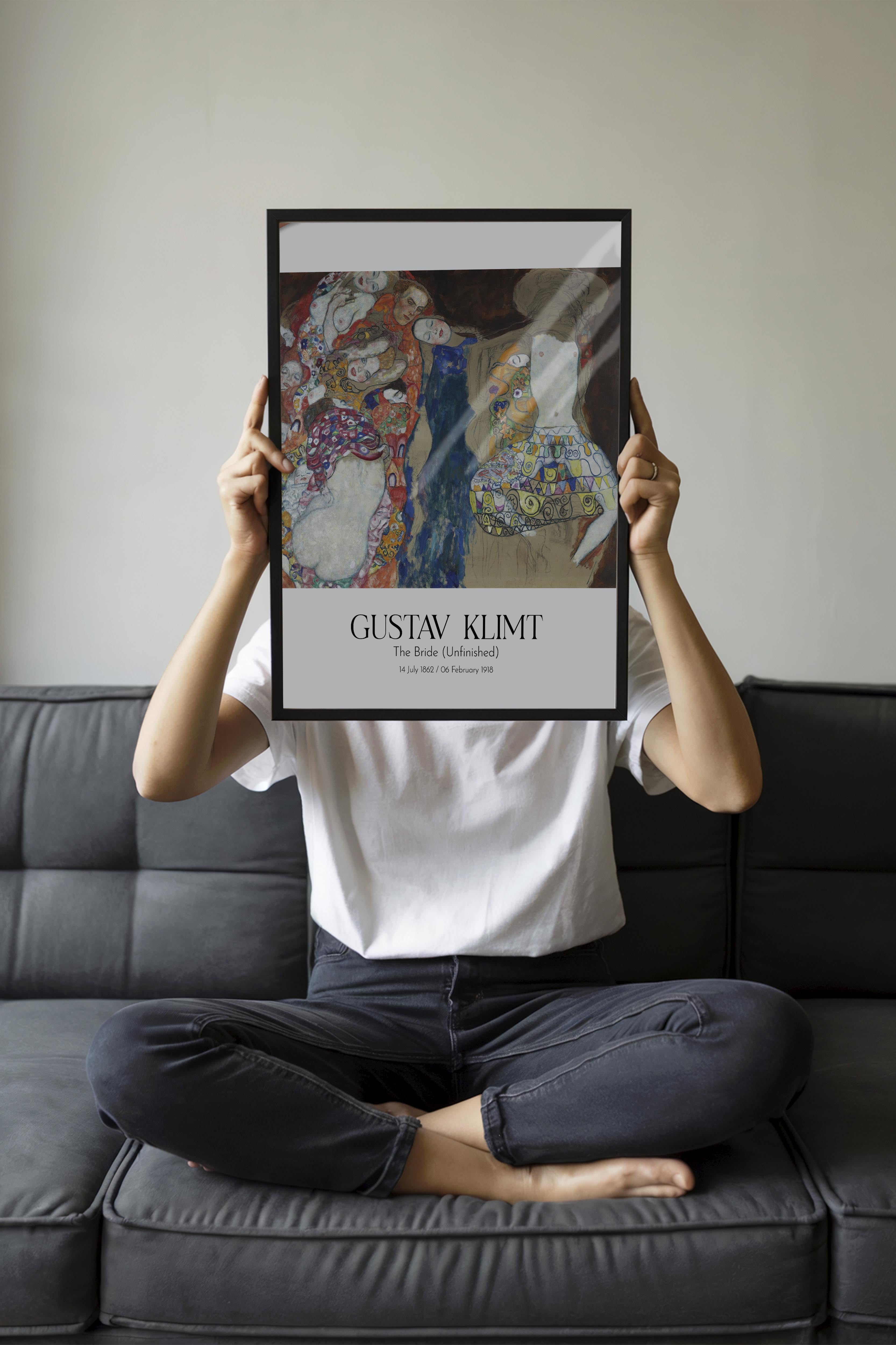 Gustav Klimt - The Bride (Unfinished), Siyah Çerçeveli Tablo, Sanat Serisi NO:111984
