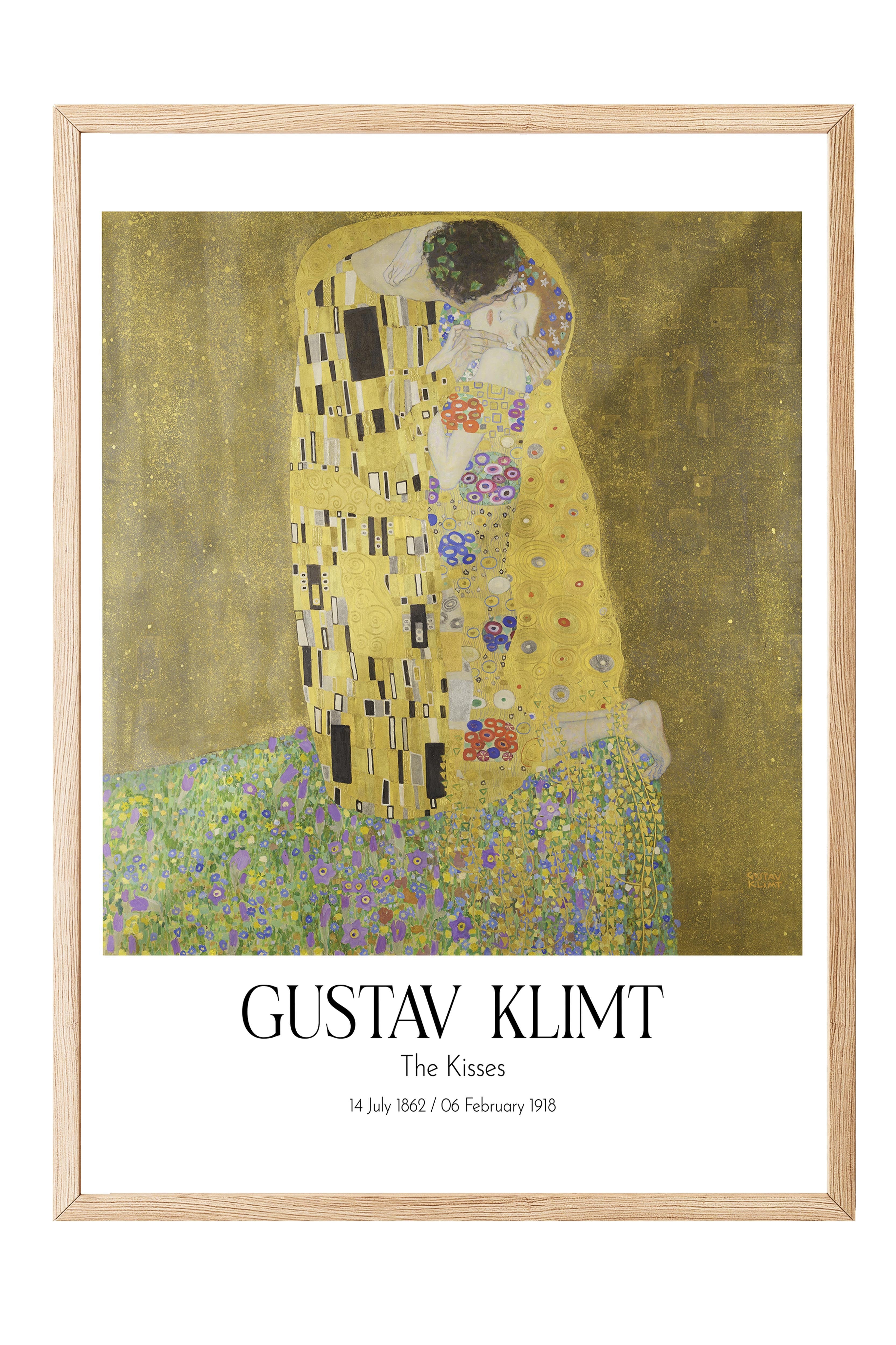 Gustav Klimt - The Kisses, Ahşap Çerçeveli Tablo, Sanat Serisi NO:112003