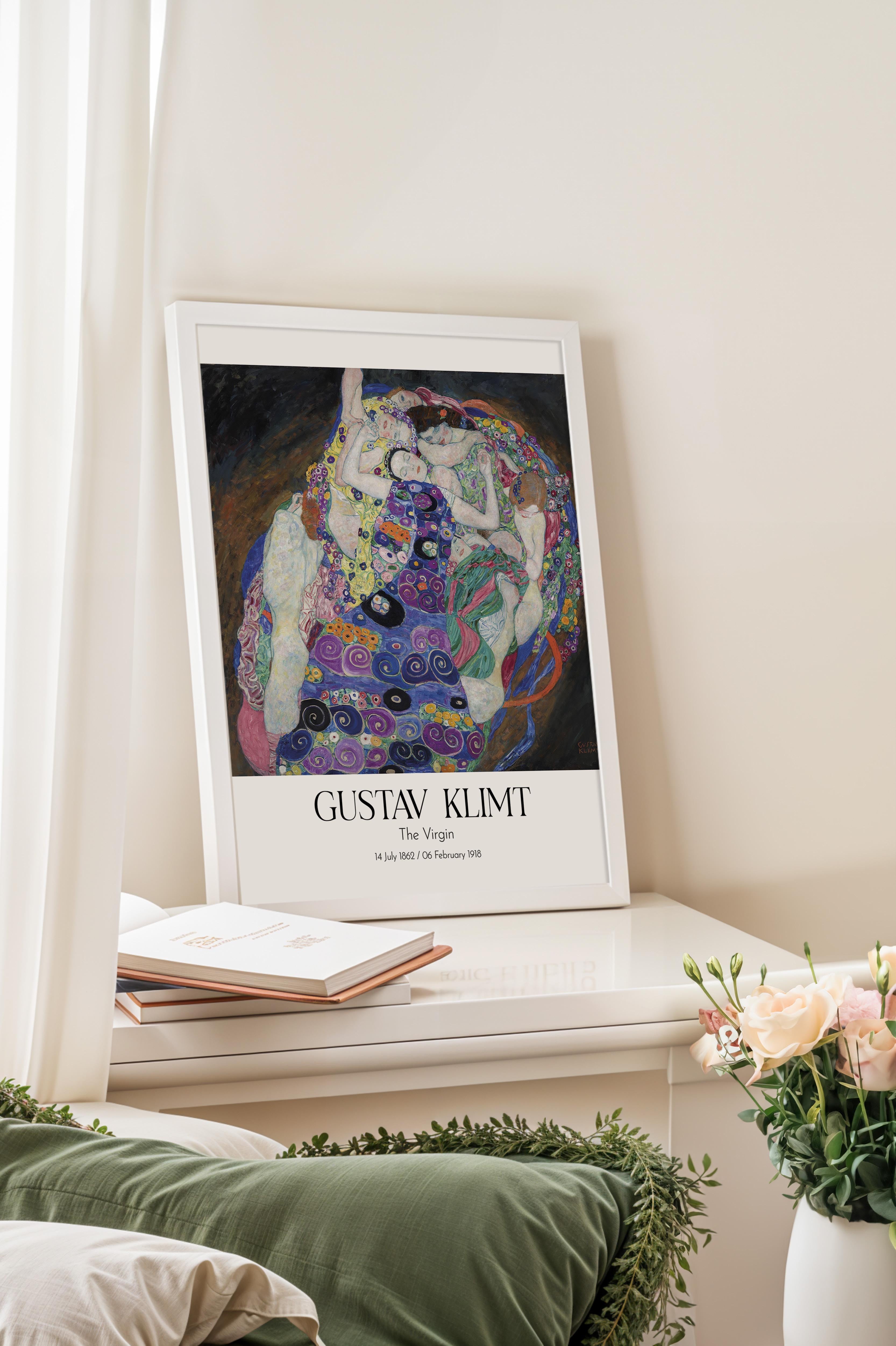 Gustav Klimt - The Virgin, Beyaz Çerçeveli Tablo, Sanat Serisi NO:111985