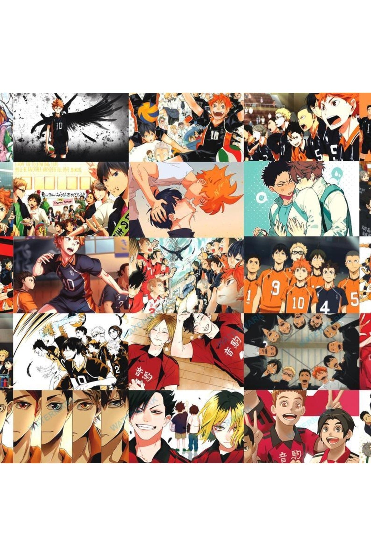 Haikyuu Duvar Posteri Seti - Arkası Yapışkanlı Kolaj Set - 100 Adet - Anime Poster Seti - 10cm*15cm
