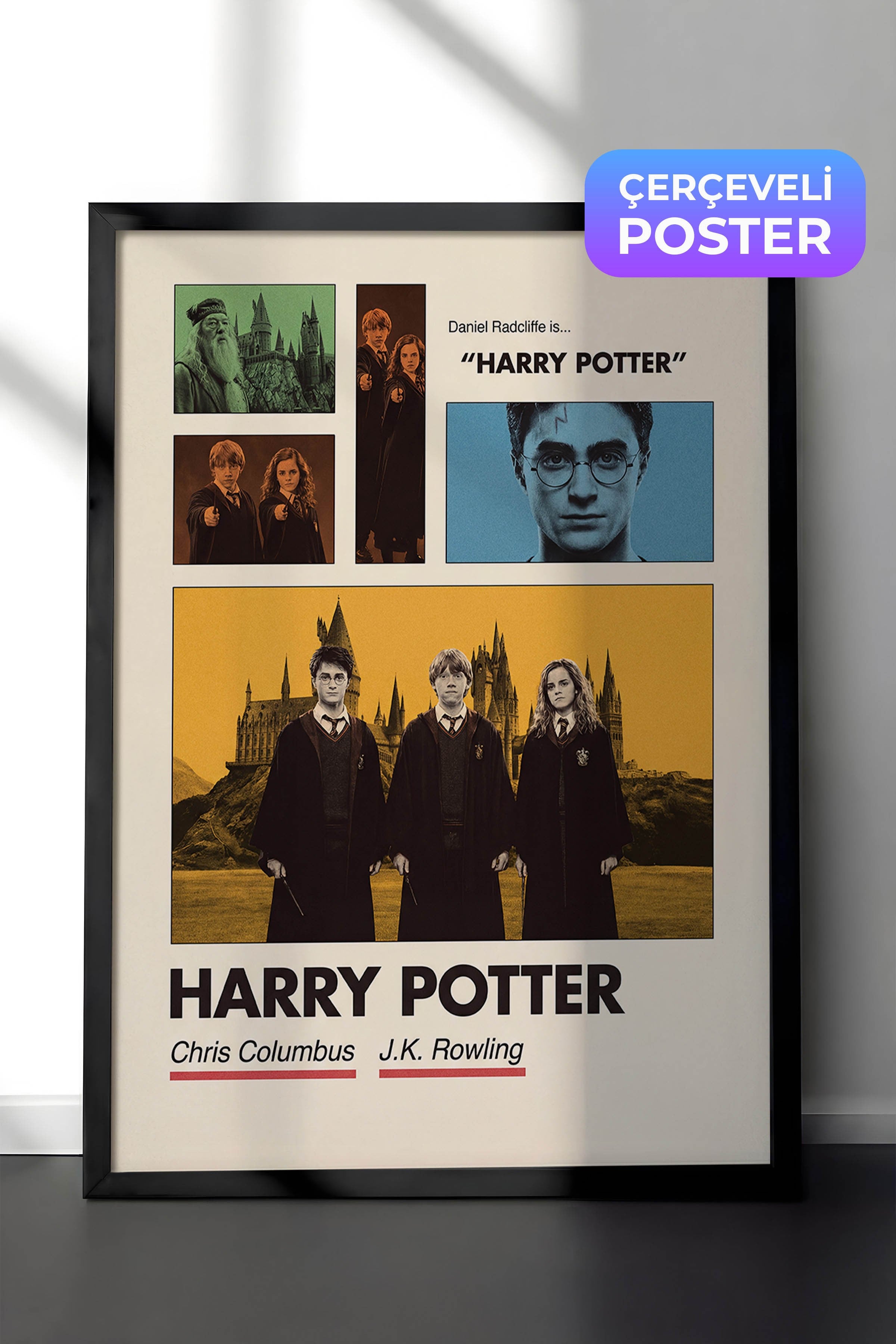 Harry Potter Siyah Çerçeveli Poster, Sinema ve Dizi Tablo, Film Dizi Afişleri NO:112931