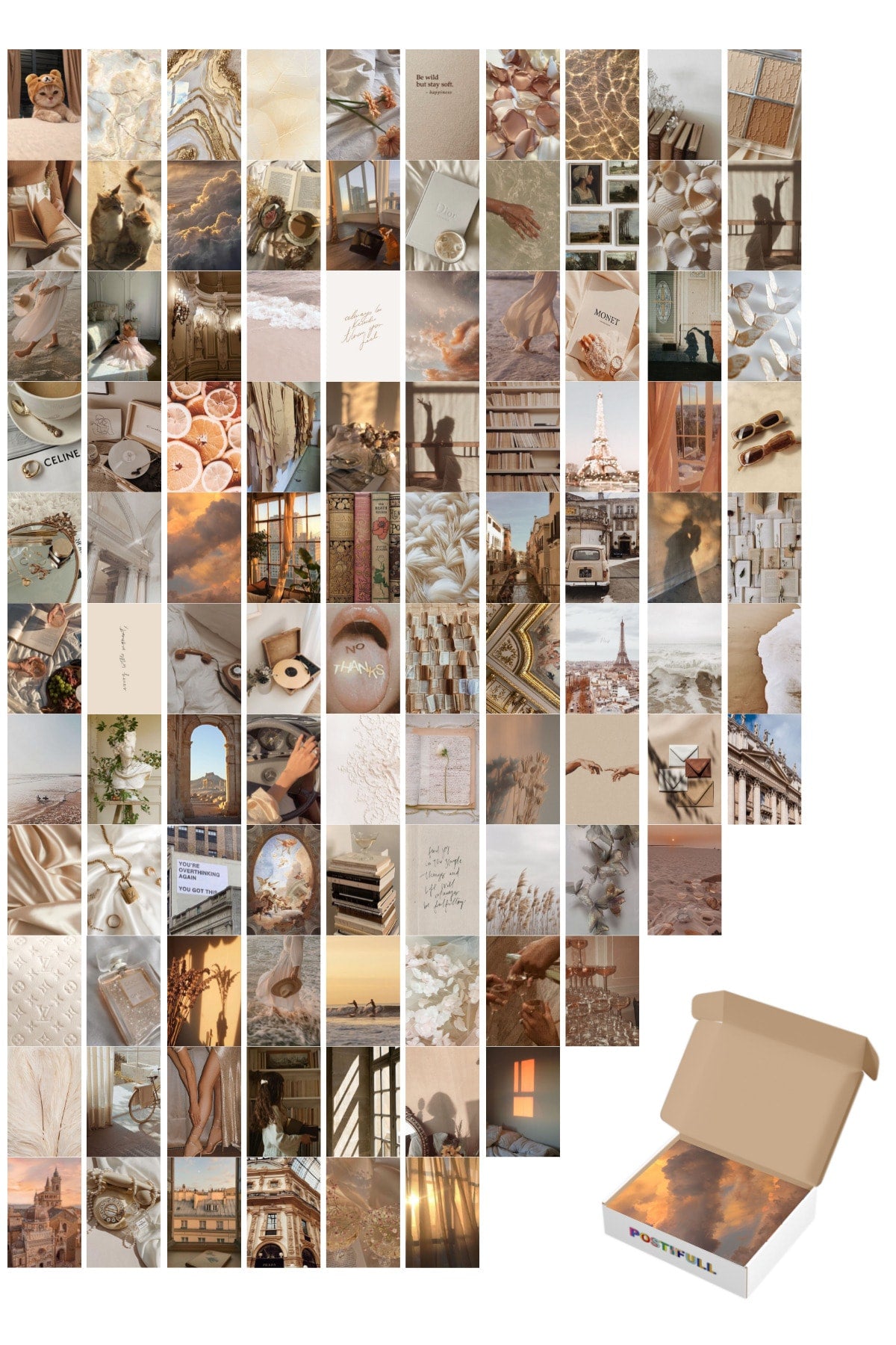 Hayal Duvar Posteri Kolaj Seti - Arkası Yapışkanlı - 100 Adet - Soft Temalı Poster Seti - 10cm*15cm