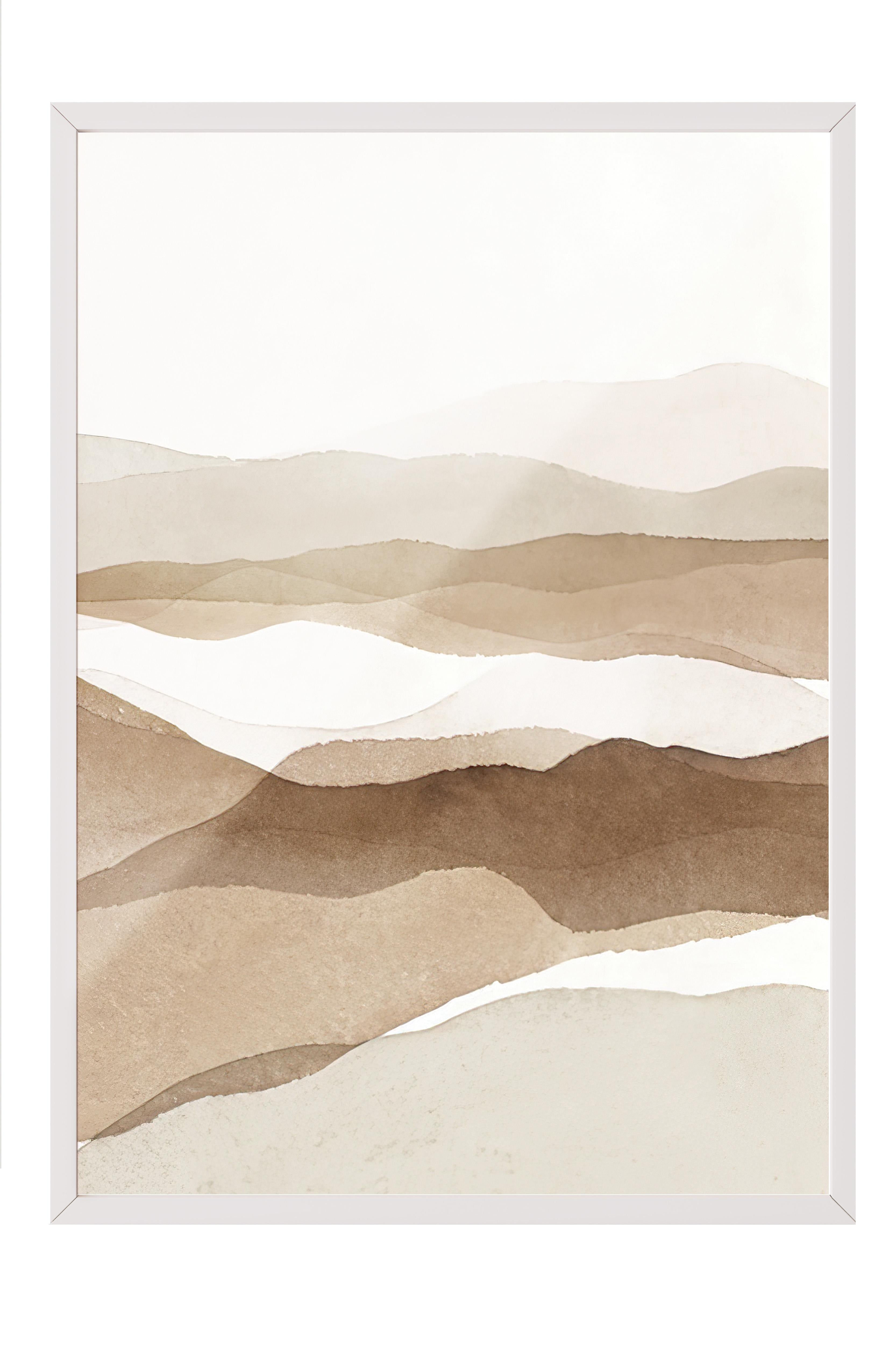 Hills of Sand Çerçeveli Tablo, Beyaz Çerçeve ve Poster, Dikey Duvar Tablosu Comfort Serisi NO:108335