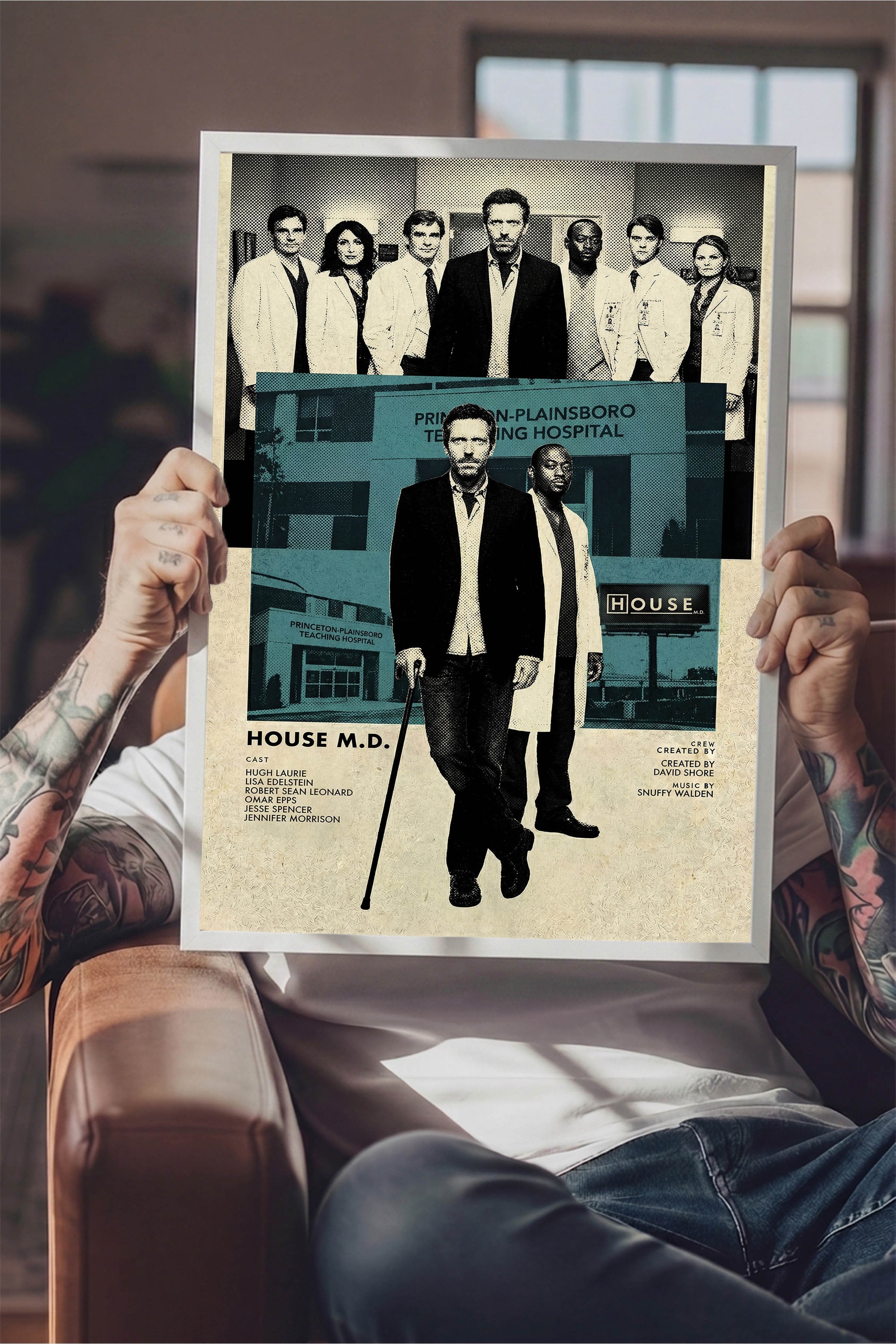 House Beyaz Çerçeveli Poster, Sinema ve Dizi Tablo, Film Dizi Afişleri NO:112775