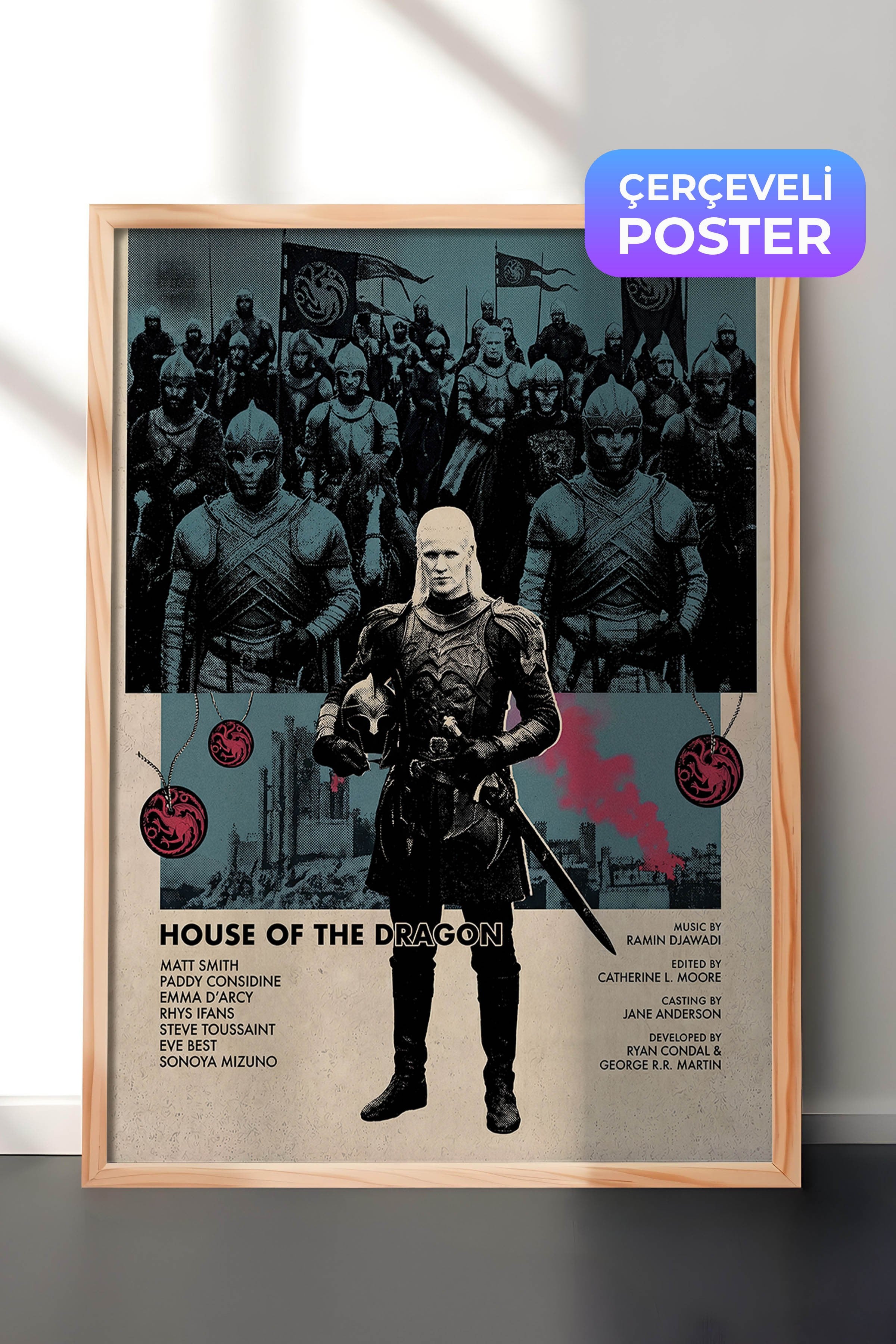 House of the Dragon Ahşap Çerçeveli Poster, Sinema ve Dizi Tablo, Film Dizi Afişleri NO:112785