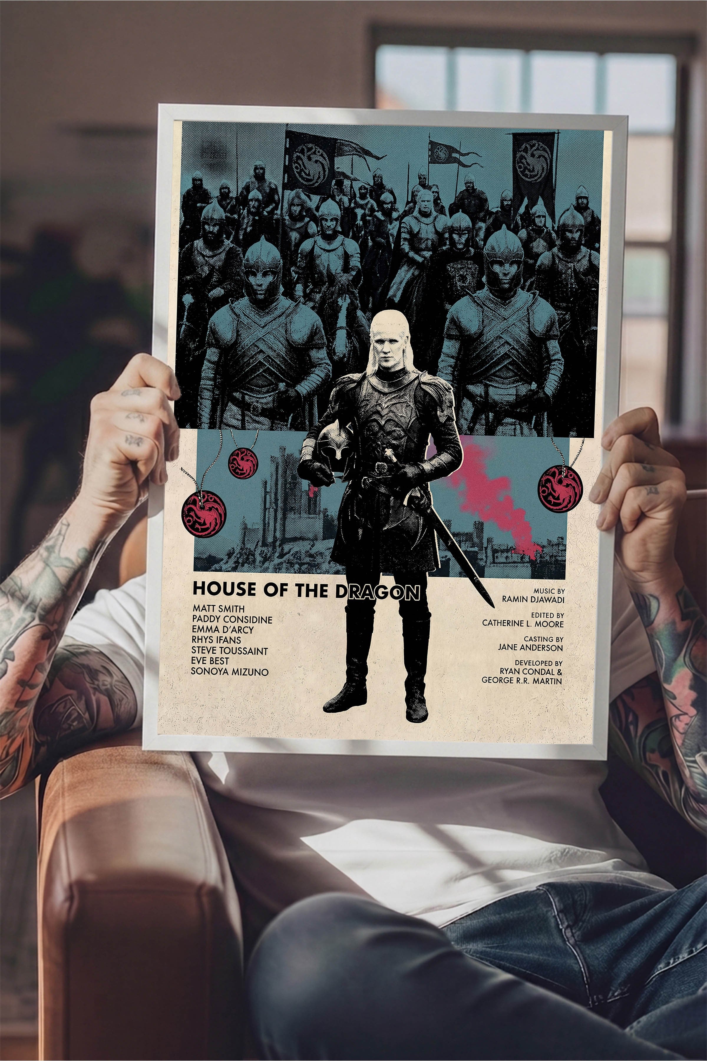 House of the Dragon Beyaz Çerçeveli Poster, Sinema ve Dizi Tablo, Film Dizi Afişleri NO:112785