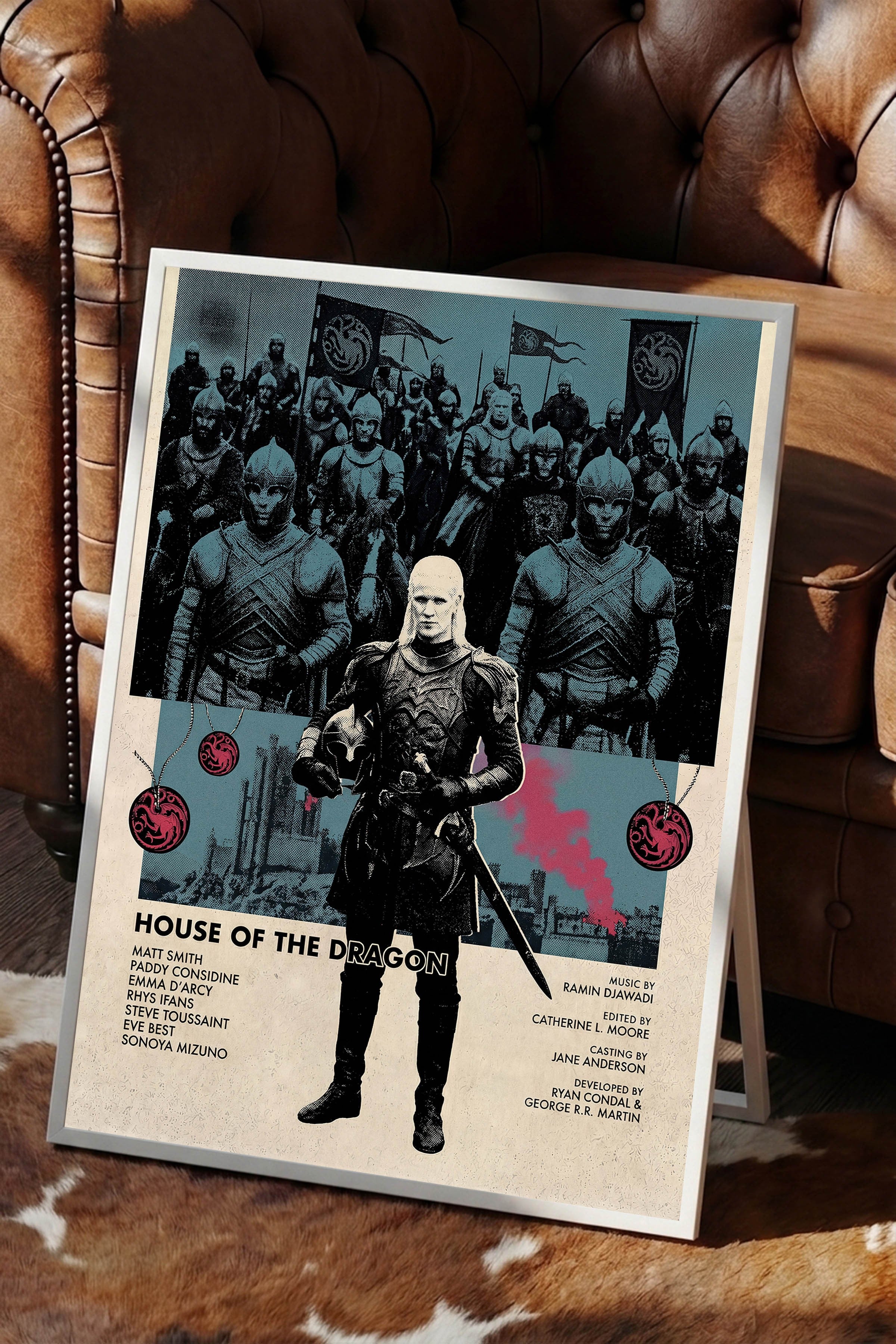 House of the Dragon Beyaz Çerçeveli Poster, Sinema ve Dizi Tablo, Film Dizi Afişleri NO:112785