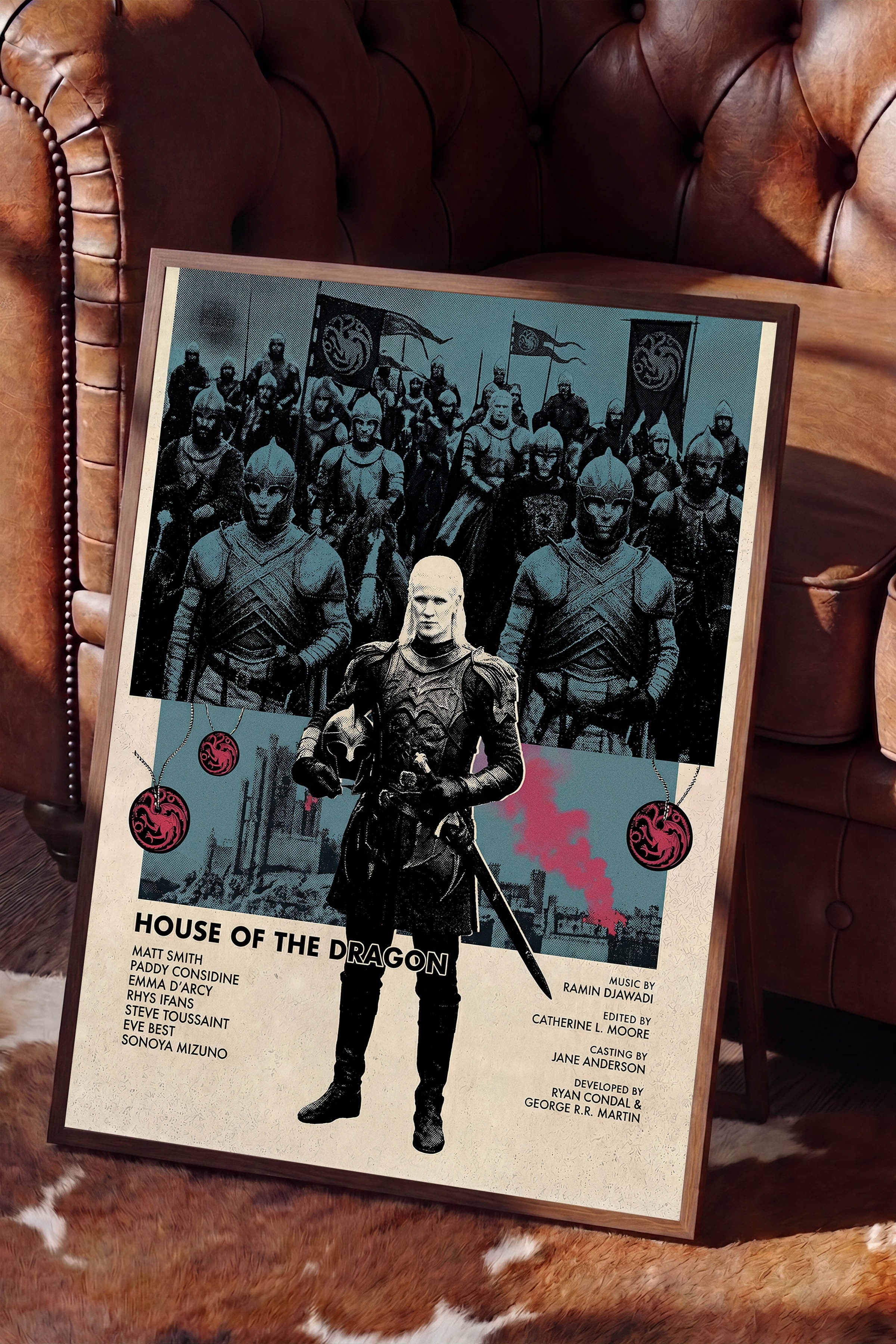 House of the Dragon Kahverengi Çerçeveli Poster, Sinema ve Dizi Tablo, Film Dizi Afişleri NO:112785