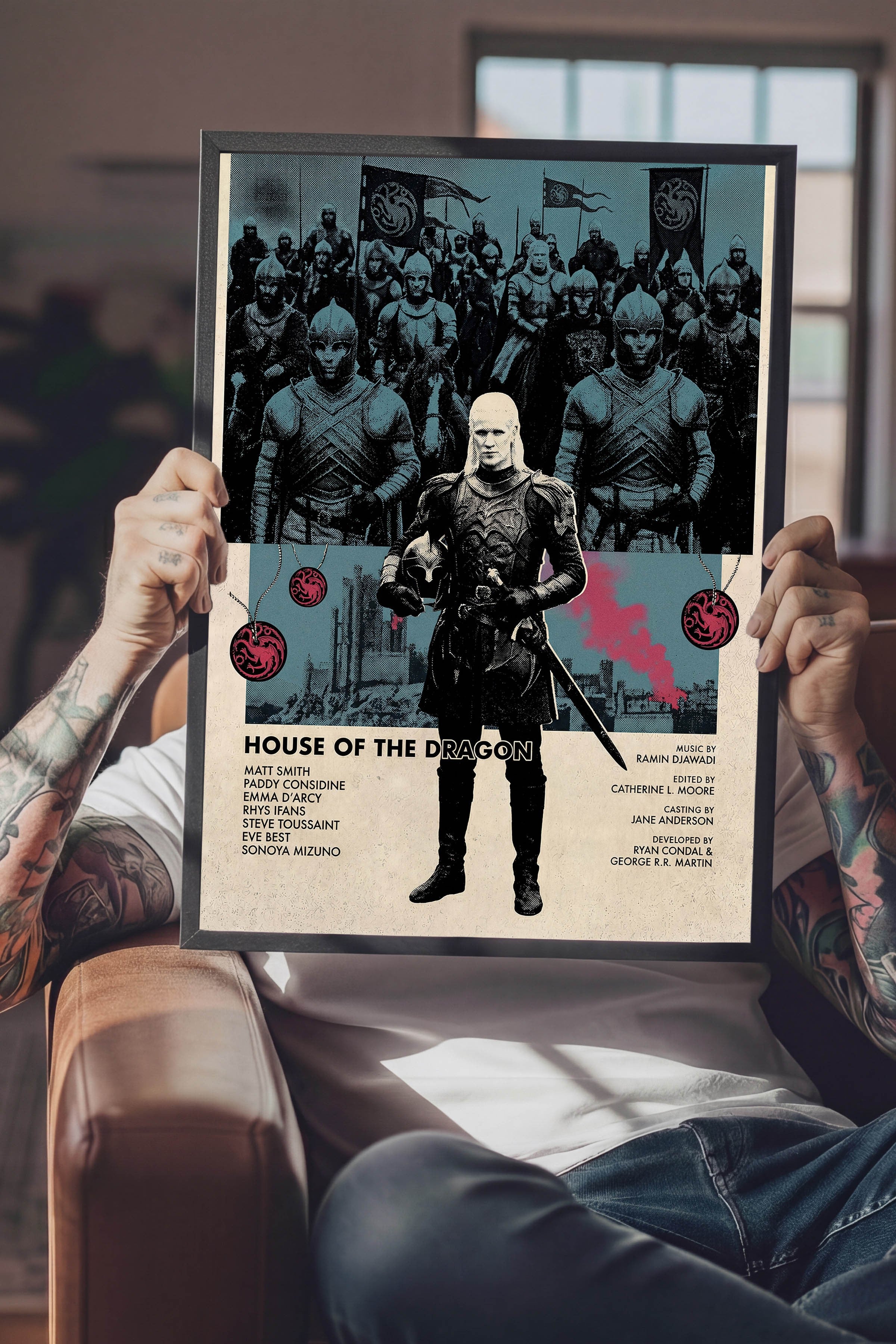 House of the Dragon Siyah Çerçeveli Poster, Sinema ve Dizi Tablo, Film Dizi Afişleri NO:112785