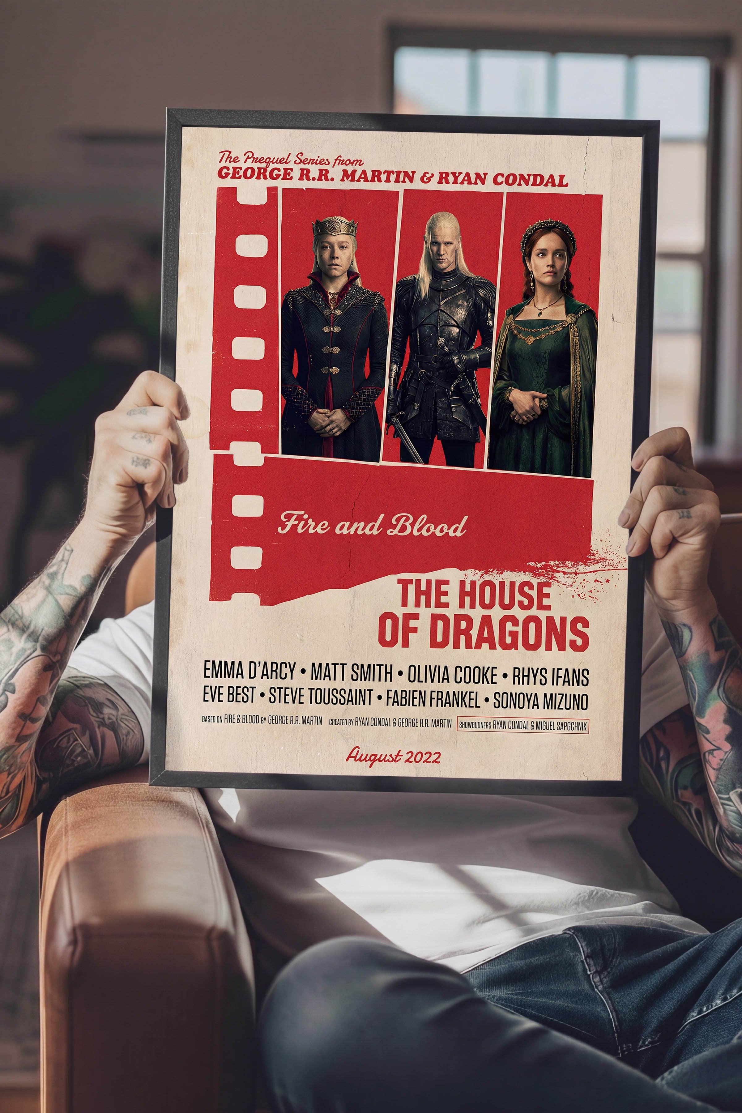 House of the Dragon Siyah Çerçeveli Poster, Sinema ve Dizi Tablo, Film Dizi Afişleri NO:112861