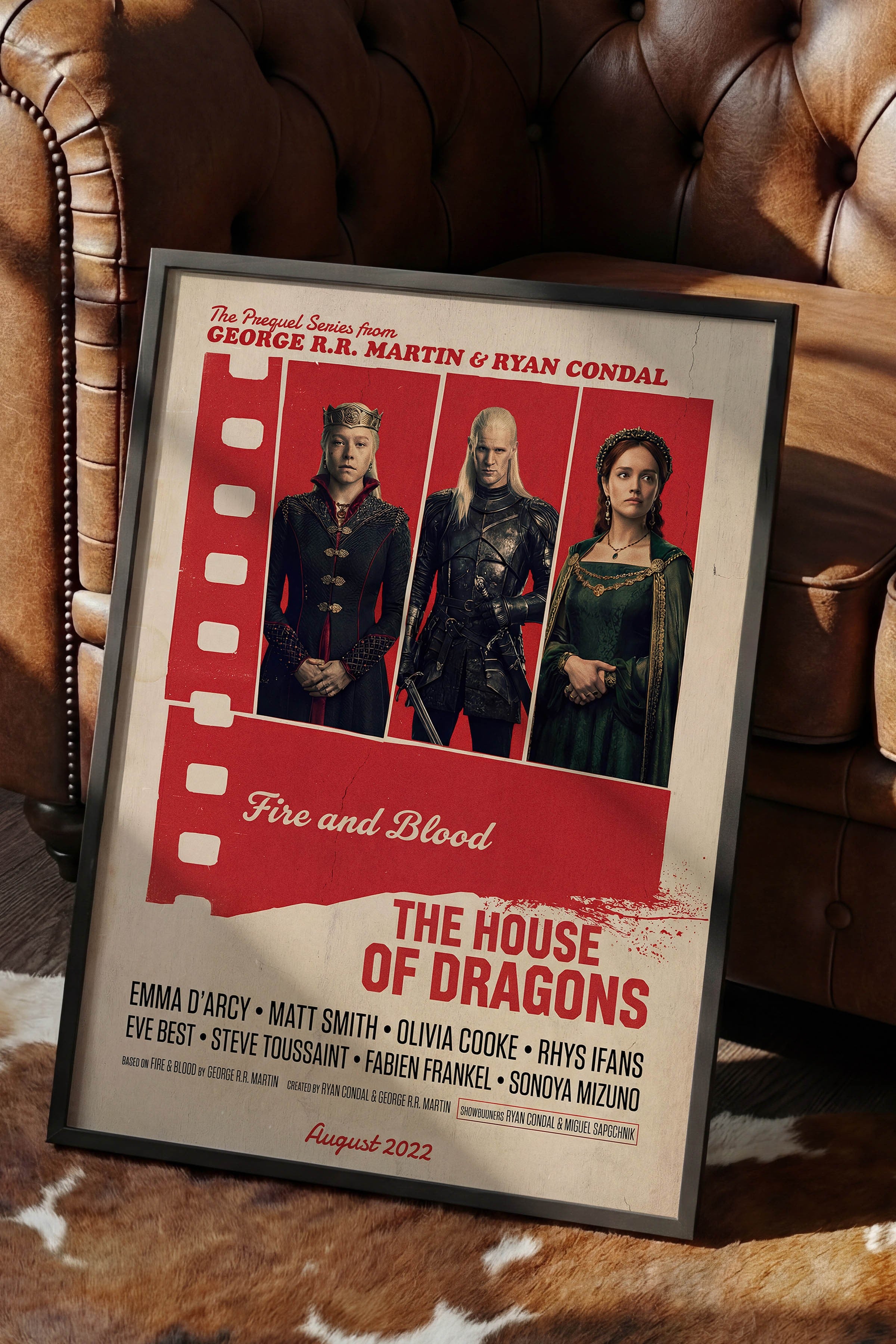 House of the Dragon Siyah Çerçeveli Poster, Sinema ve Dizi Tablo, Film Dizi Afişleri NO:112861