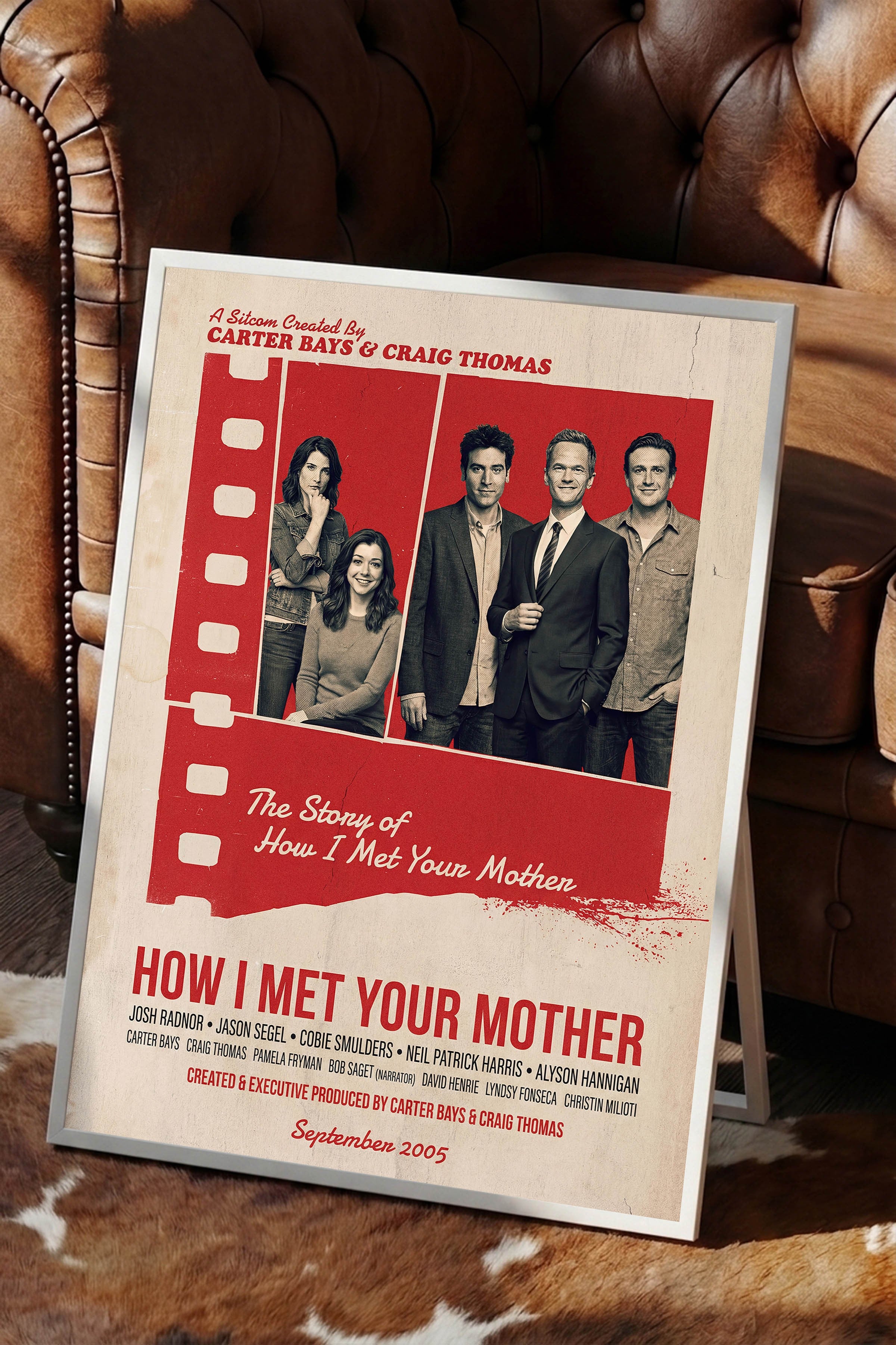 How I Met Your Mother Beyaz Çerçeveli Poster, Sinema ve Dizi Tablo, Film Dizi Afişleri NO:112847