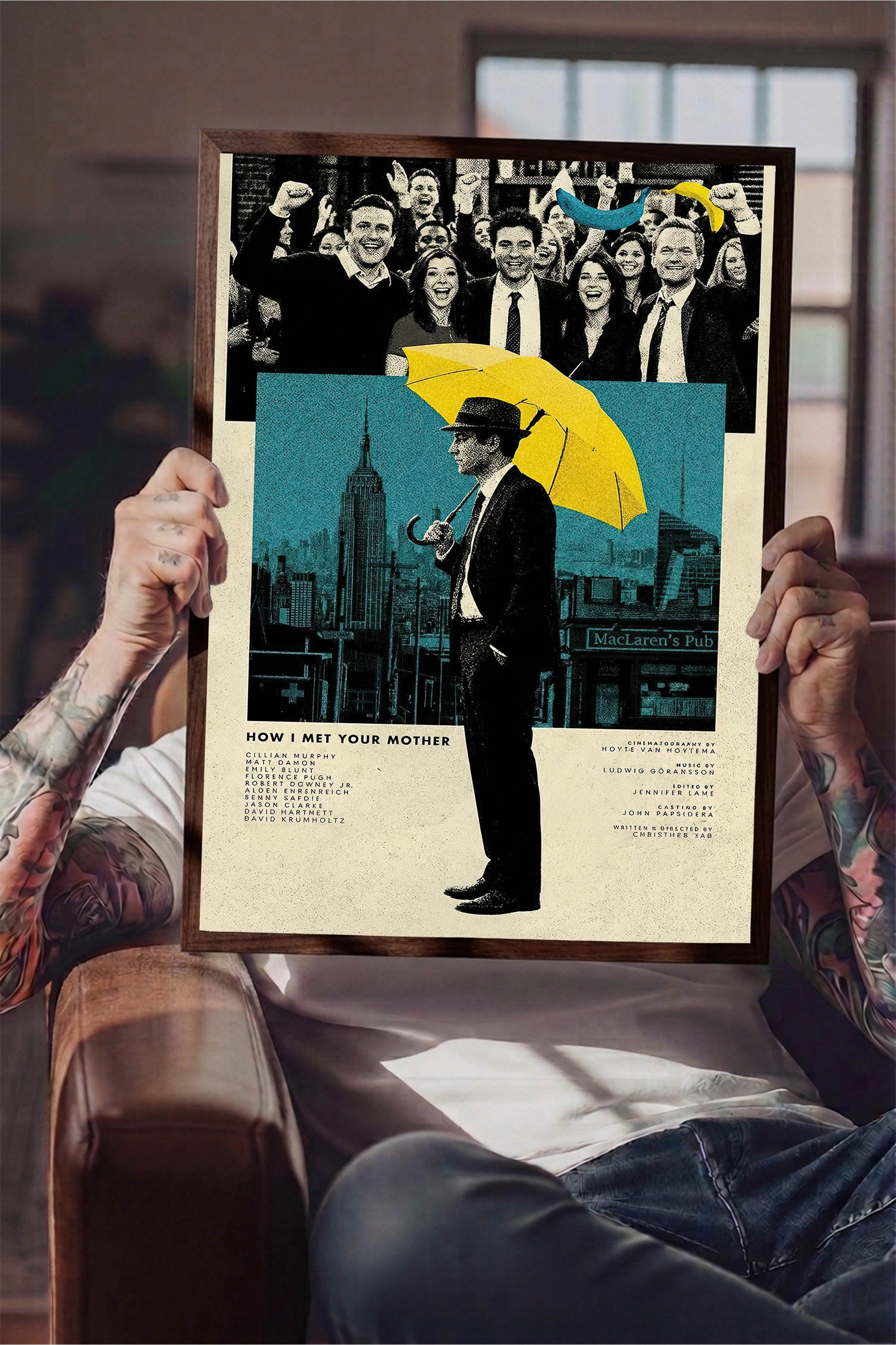 How I Met Your Mother Kahverengi Çerçeveli Poster, Sinema ve Dizi Tablo, Film Dizi Afişleri NO:112772