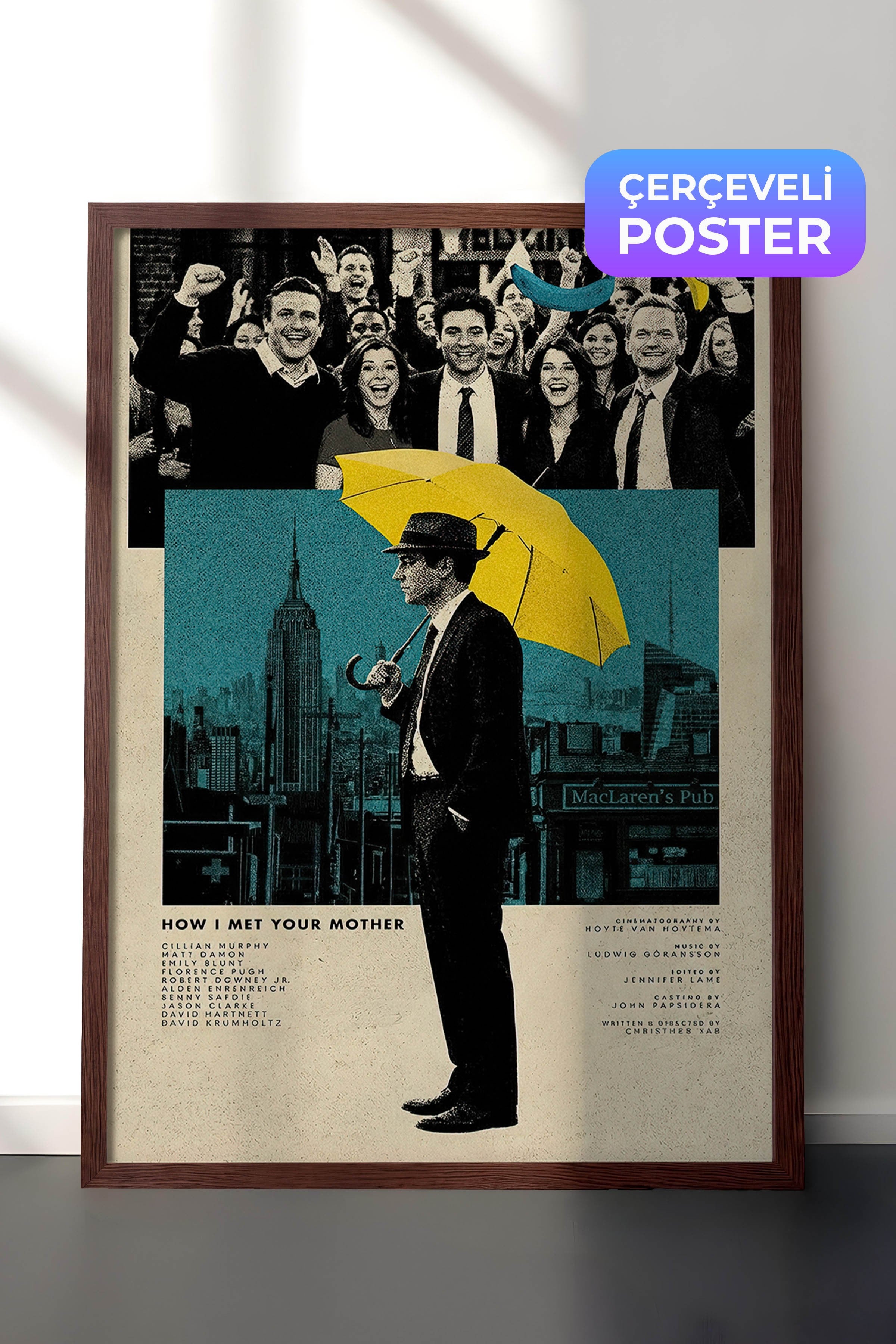 How I Met Your Mother Kahverengi Çerçeveli Poster, Sinema ve Dizi Tablo, Film Dizi Afişleri NO:112772