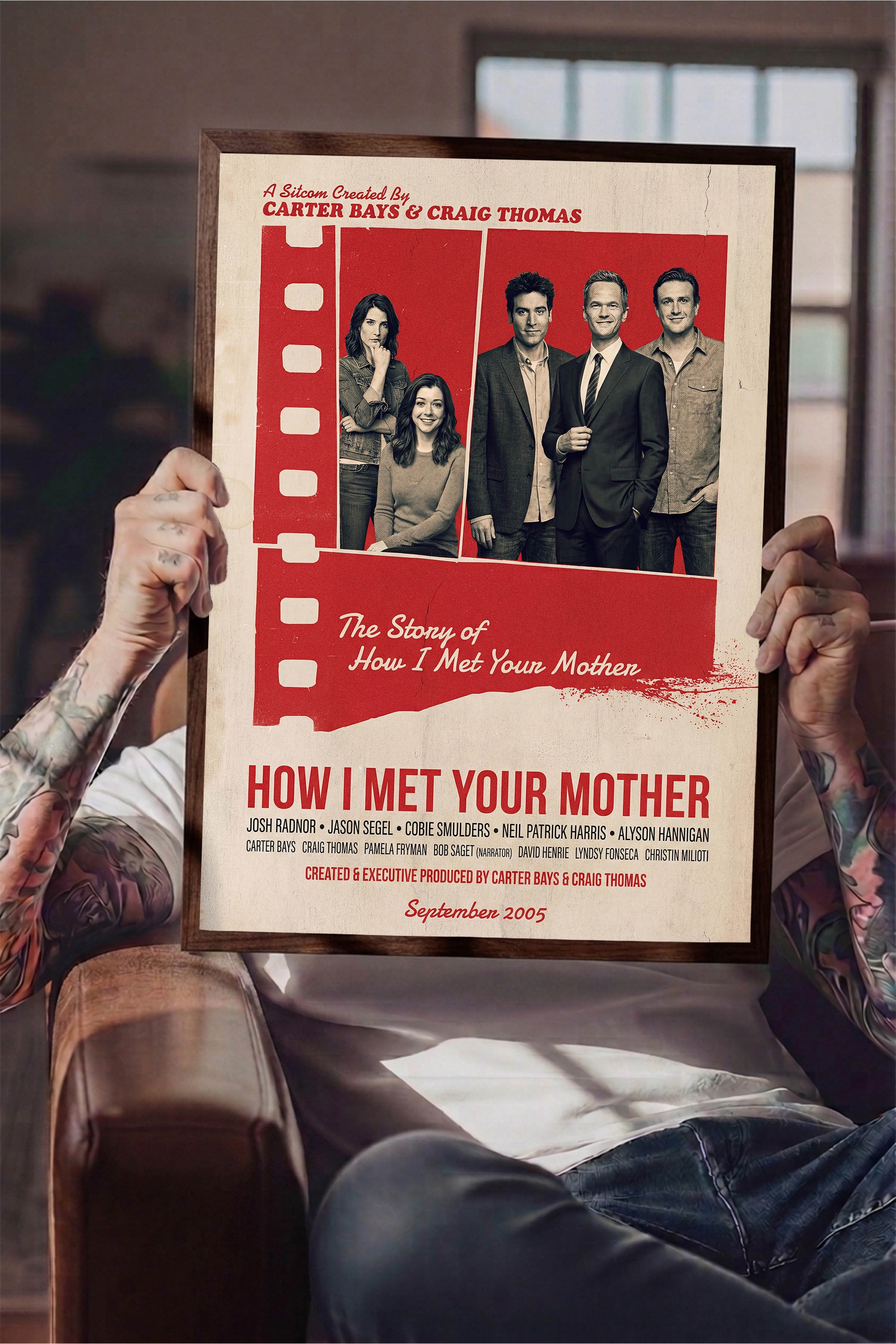 How I Met Your Mother Kahverengi Çerçeveli Poster, Sinema ve Dizi Tablo, Film Dizi Afişleri NO:112847
