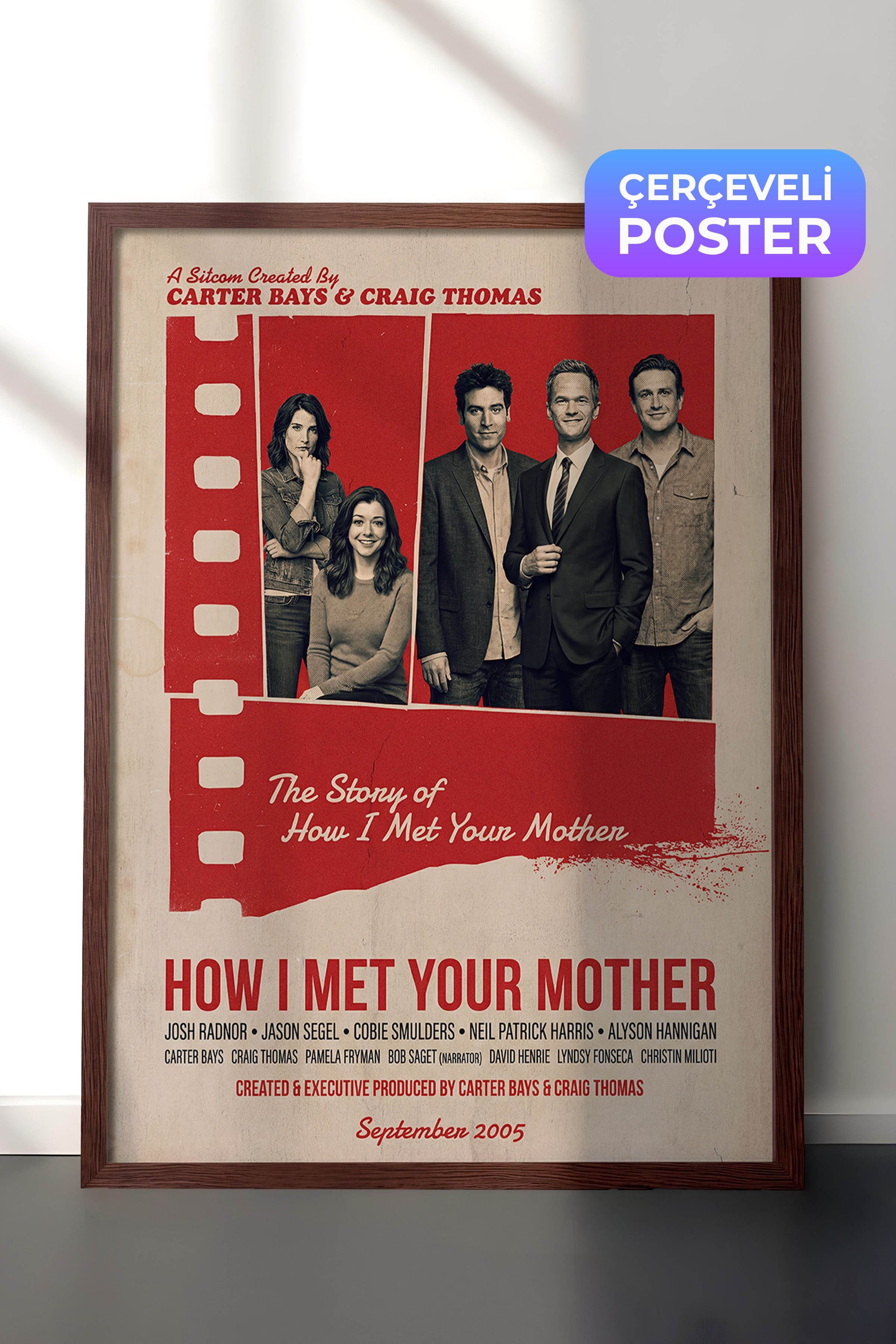How I Met Your Mother Kahverengi Çerçeveli Poster, Sinema ve Dizi Tablo, Film Dizi Afişleri NO:112847