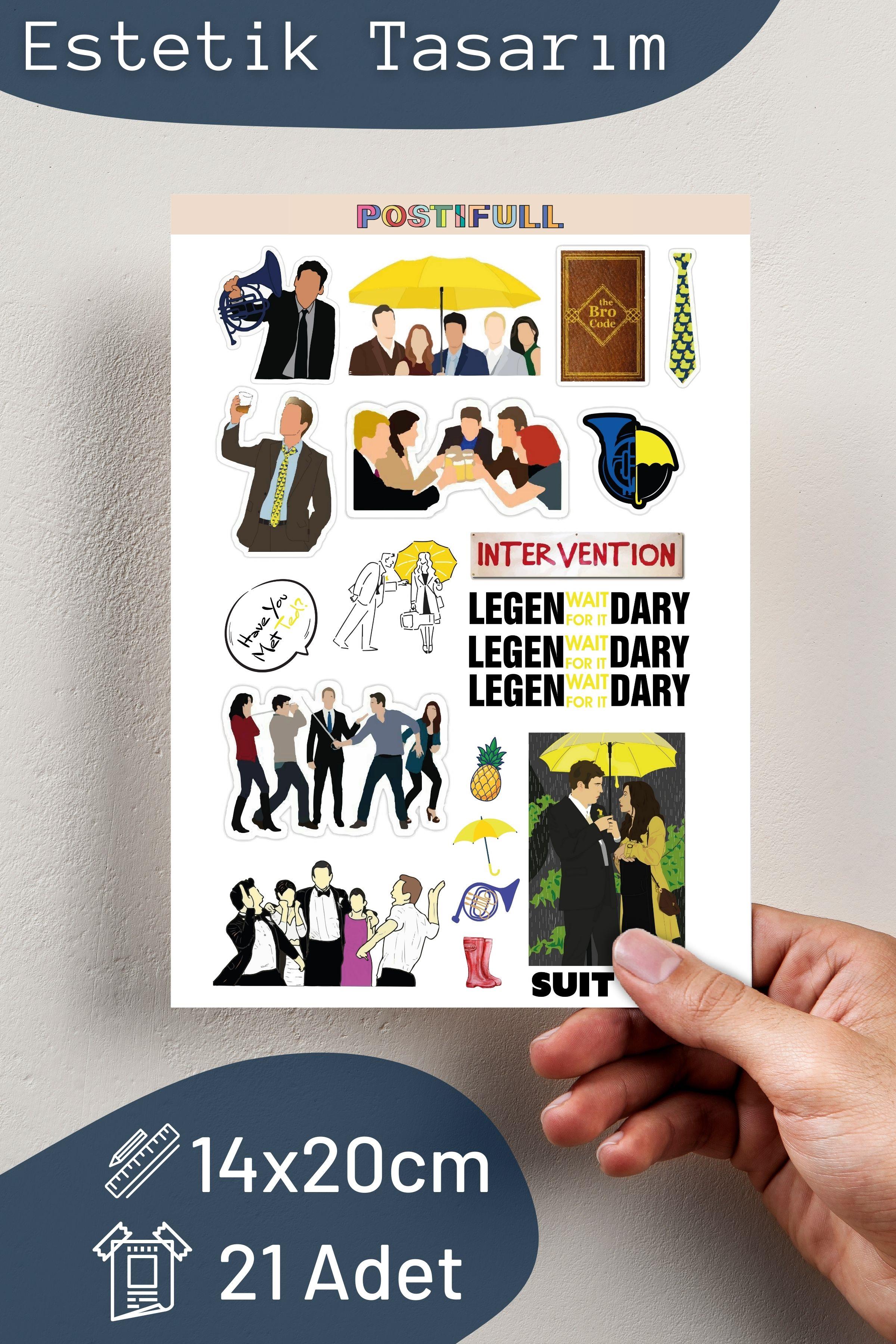 How I Met Your Mother Temalı Sticker ve Etiket Seti - Orta Boy - Su Geçirmez, Kalın Yapışkanlı
