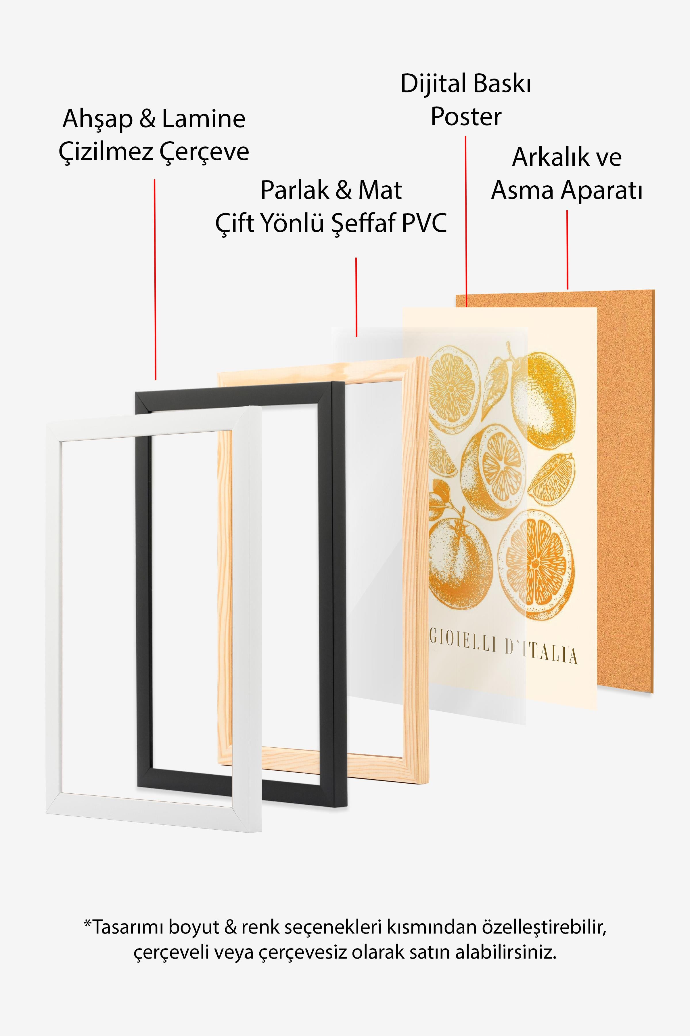 I Gioielli D'Italia Çerçeveli Tablo, Ahşap Çerçeve ve Poster, Duvar Tablosu Comfort Serisi NO:108566