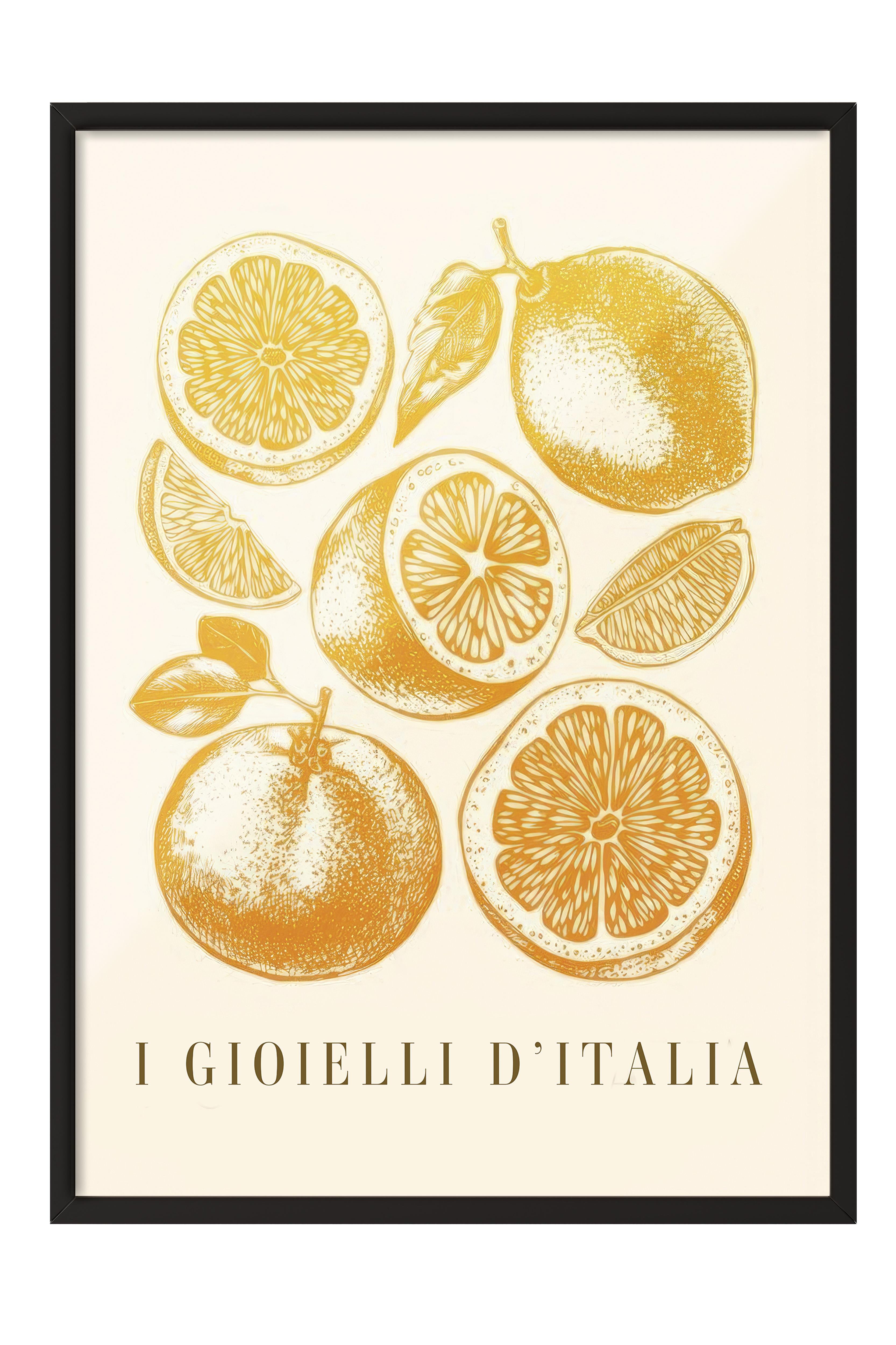 I Gioielli D'Italia Çerçeveli Tablo, Siyah Çerçeve ve Poster, Duvar Tablosu Comfort Serisi NO:108566