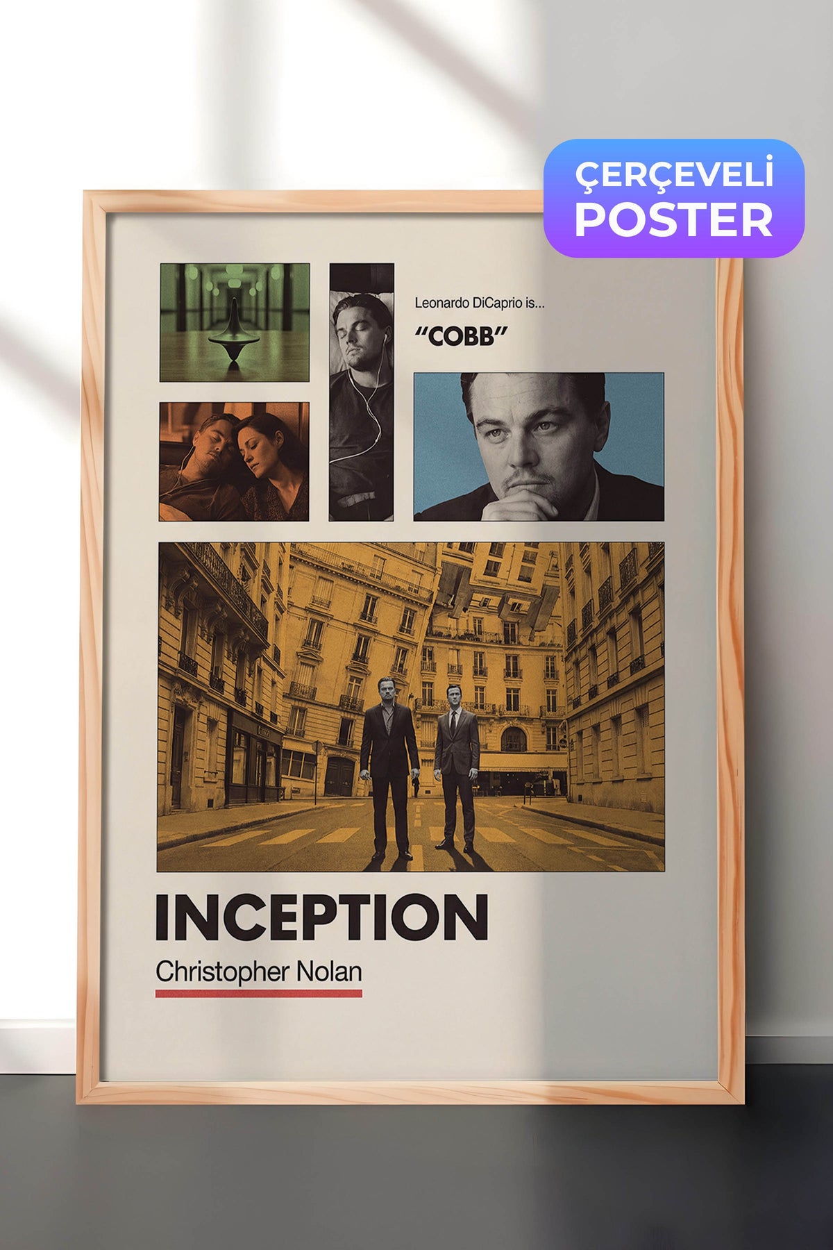 Inception Ahşap Çerçeveli Poster, Sinema ve Dizi Tablo, Film Dizi Afişleri NO:112934