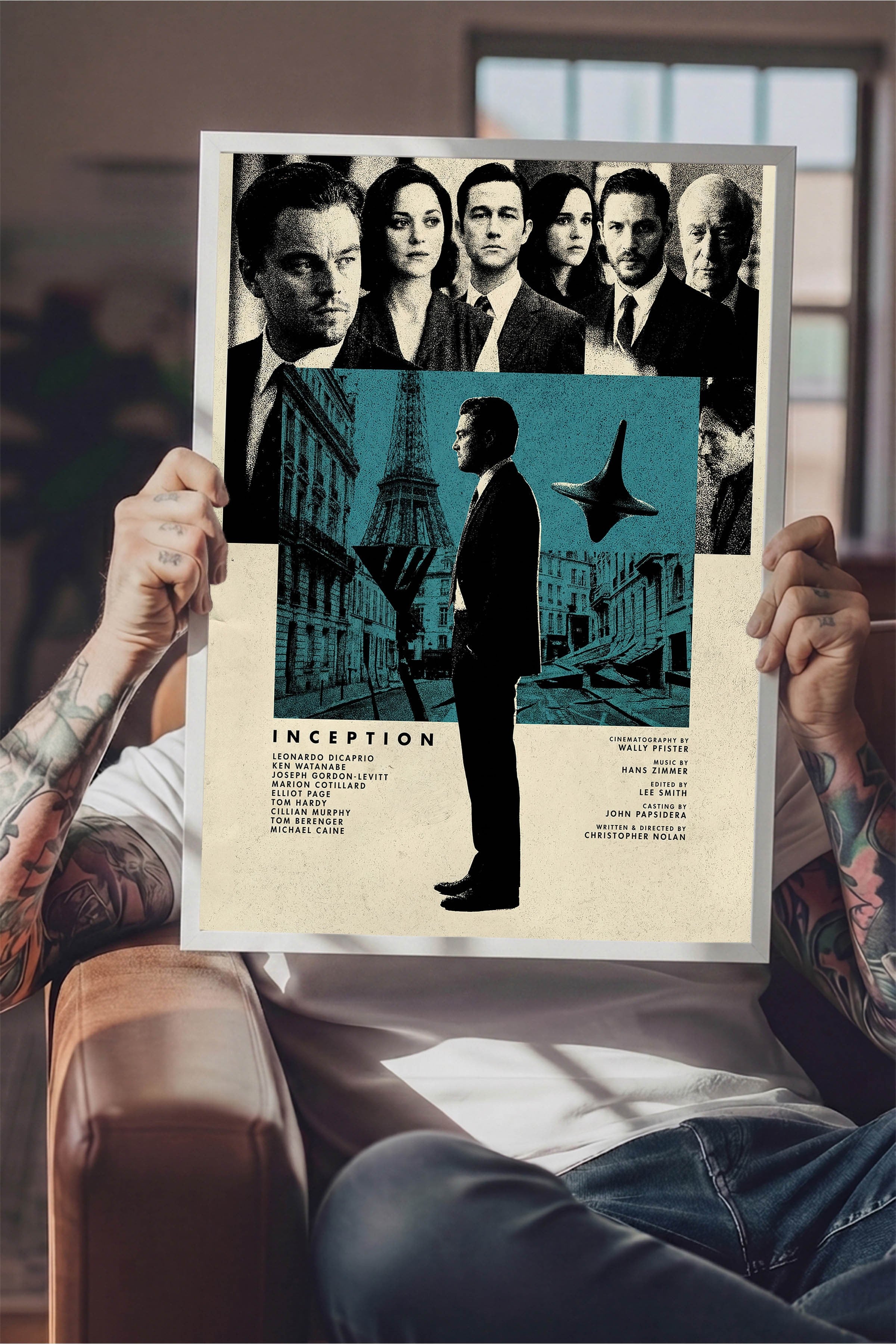 Inception Beyaz Çerçeveli Poster, Sinema ve Dizi Tablo, Film Dizi Afişleri NO:112805