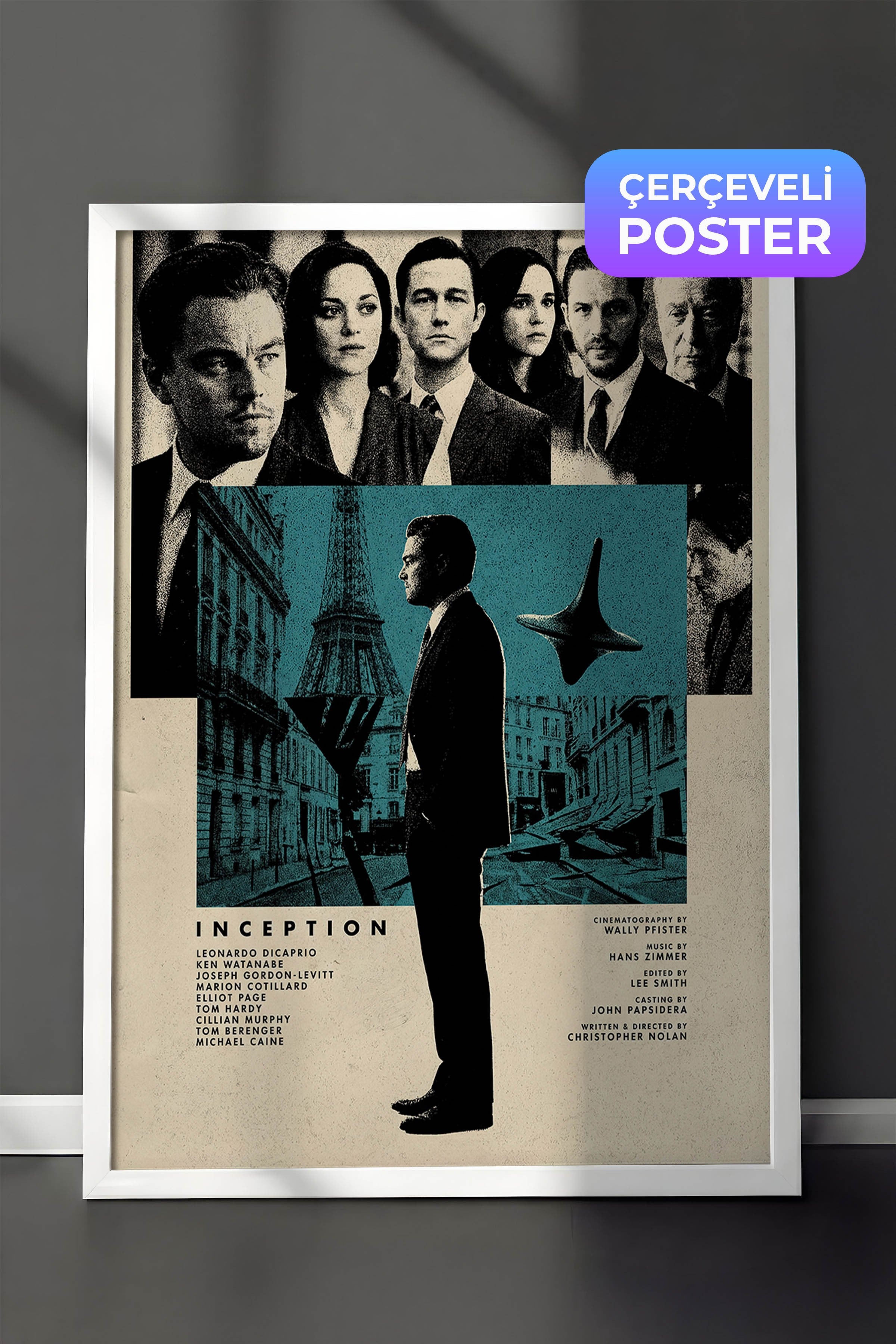 Inception Beyaz Çerçeveli Poster, Sinema ve Dizi Tablo, Film Dizi Afişleri NO:112805