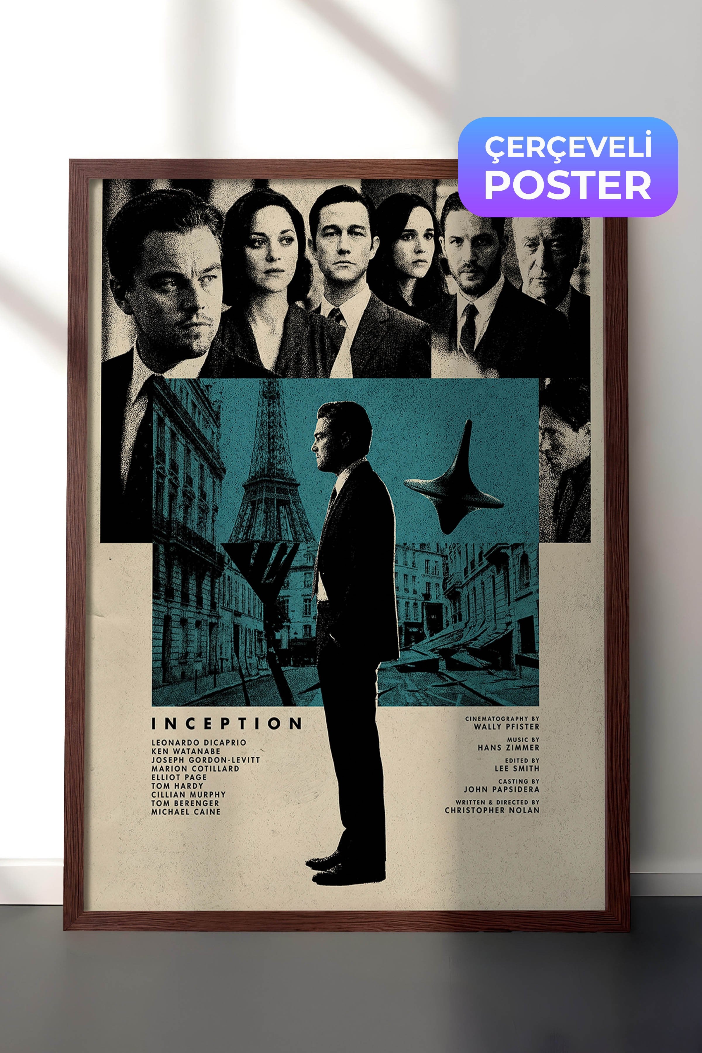 Inception Kahverengi Çerçeveli Poster, Sinema ve Dizi Tablo, Film Dizi Afişleri NO:112805