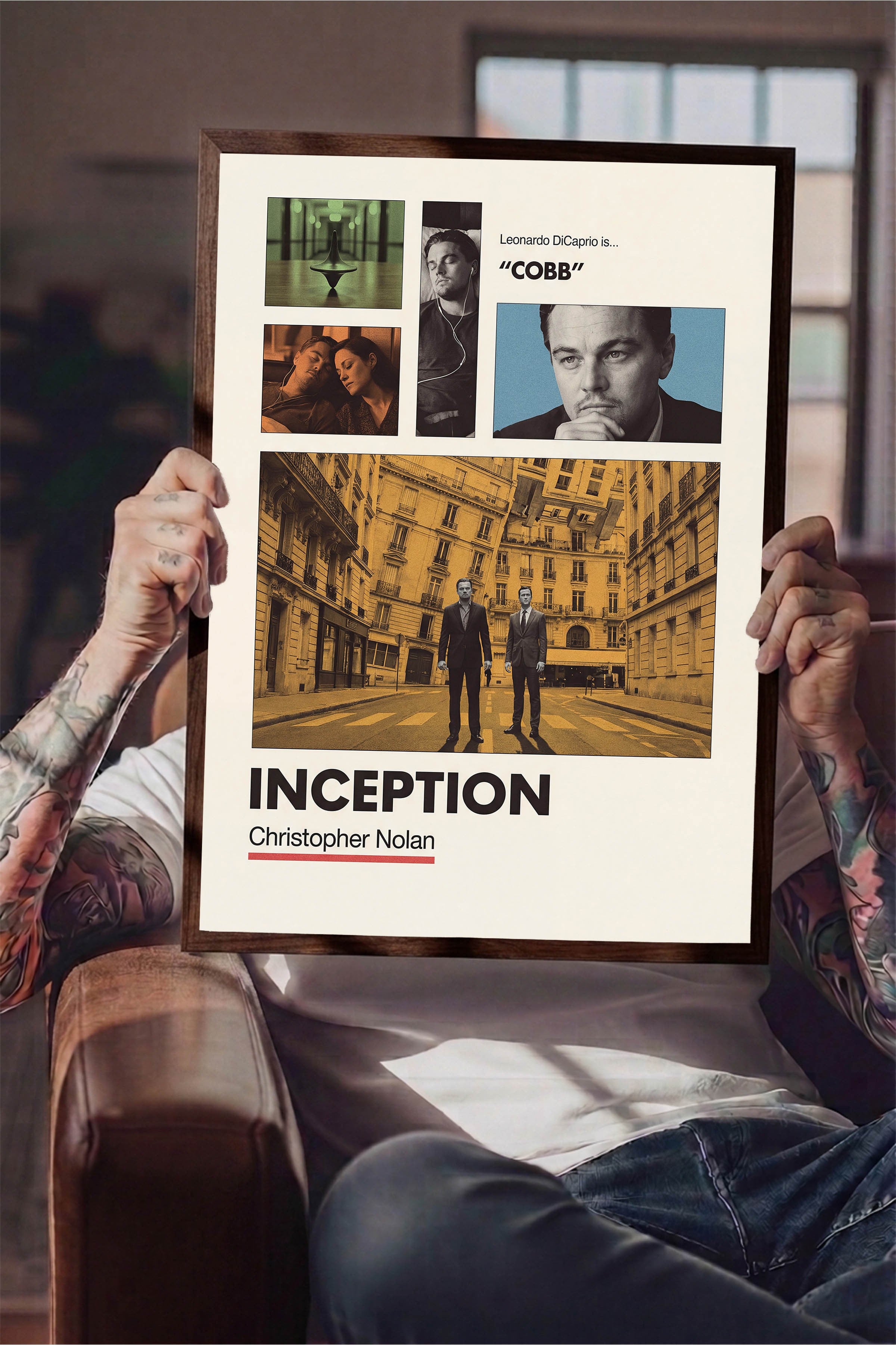 Inception Kahverengi Çerçeveli Poster, Sinema ve Dizi Tablo, Film Dizi Afişleri NO:112934