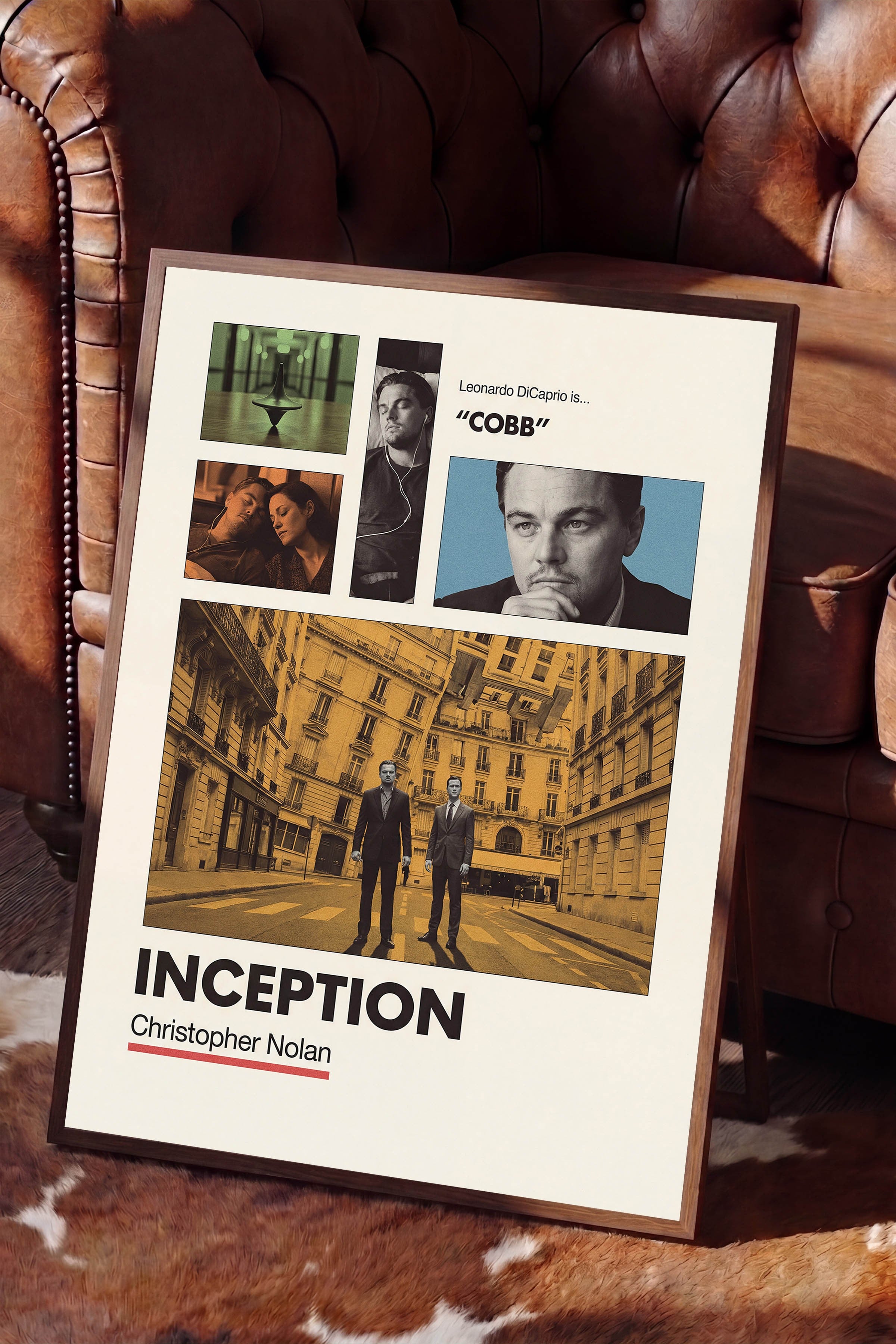 Inception Kahverengi Çerçeveli Poster, Sinema ve Dizi Tablo, Film Dizi Afişleri NO:112934