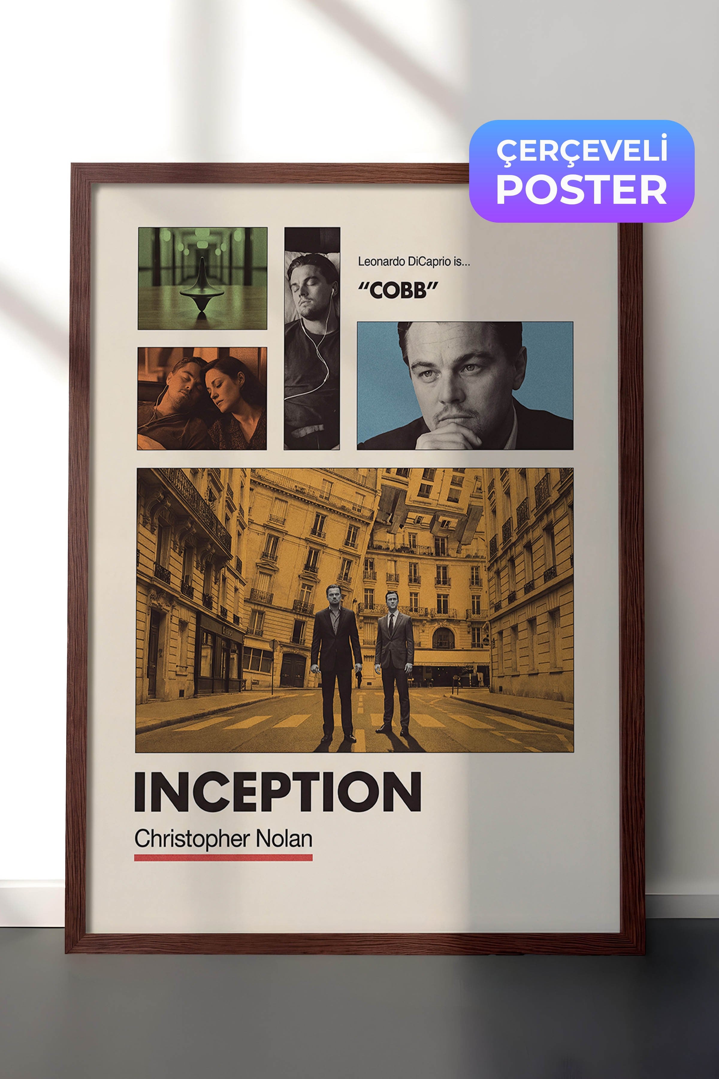 Inception Kahverengi Çerçeveli Poster, Sinema ve Dizi Tablo, Film Dizi Afişleri NO:112934