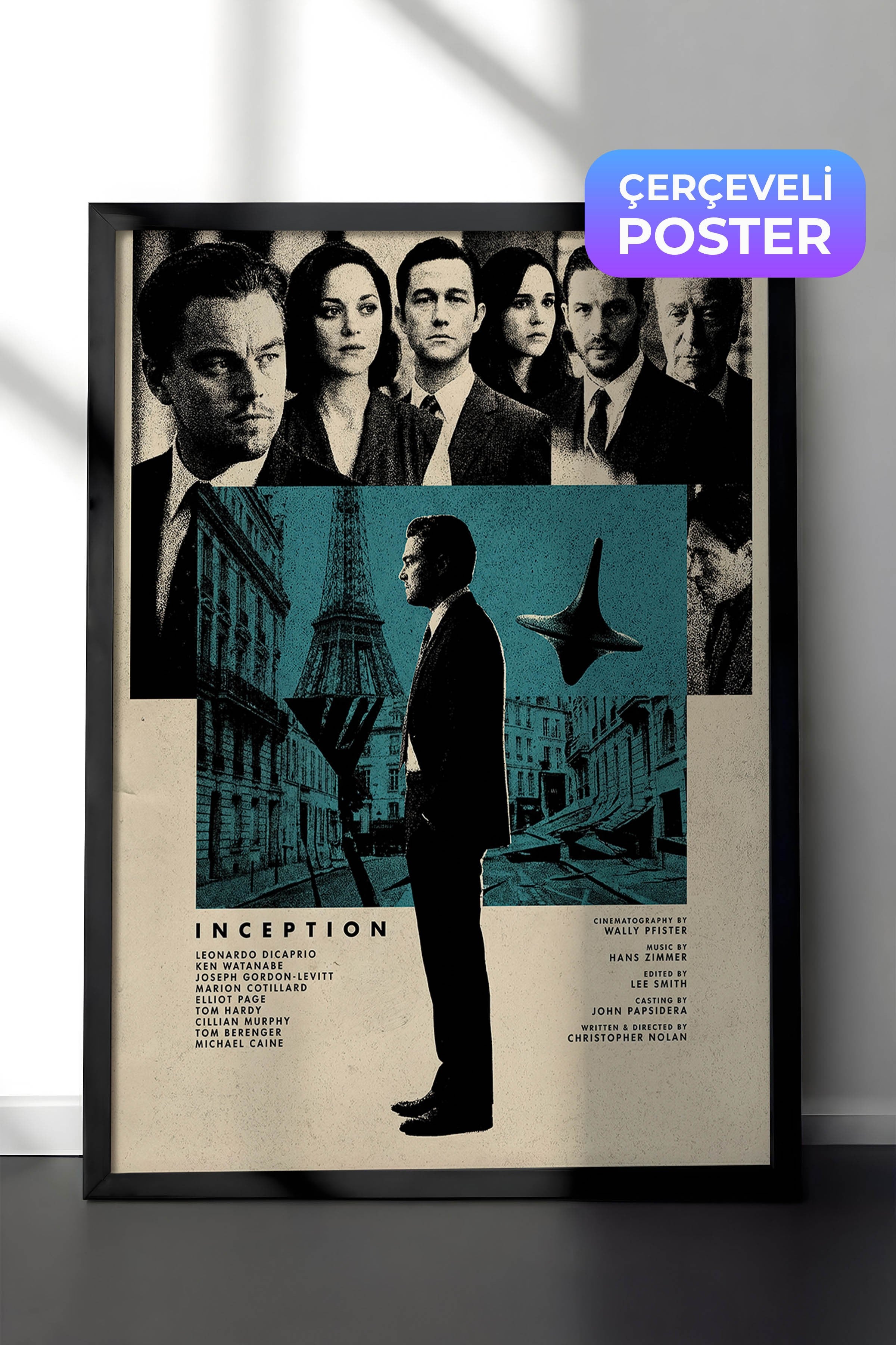 Inception Siyah Çerçeveli Poster, Sinema ve Dizi Tablo, Film Dizi Afişleri NO:112805