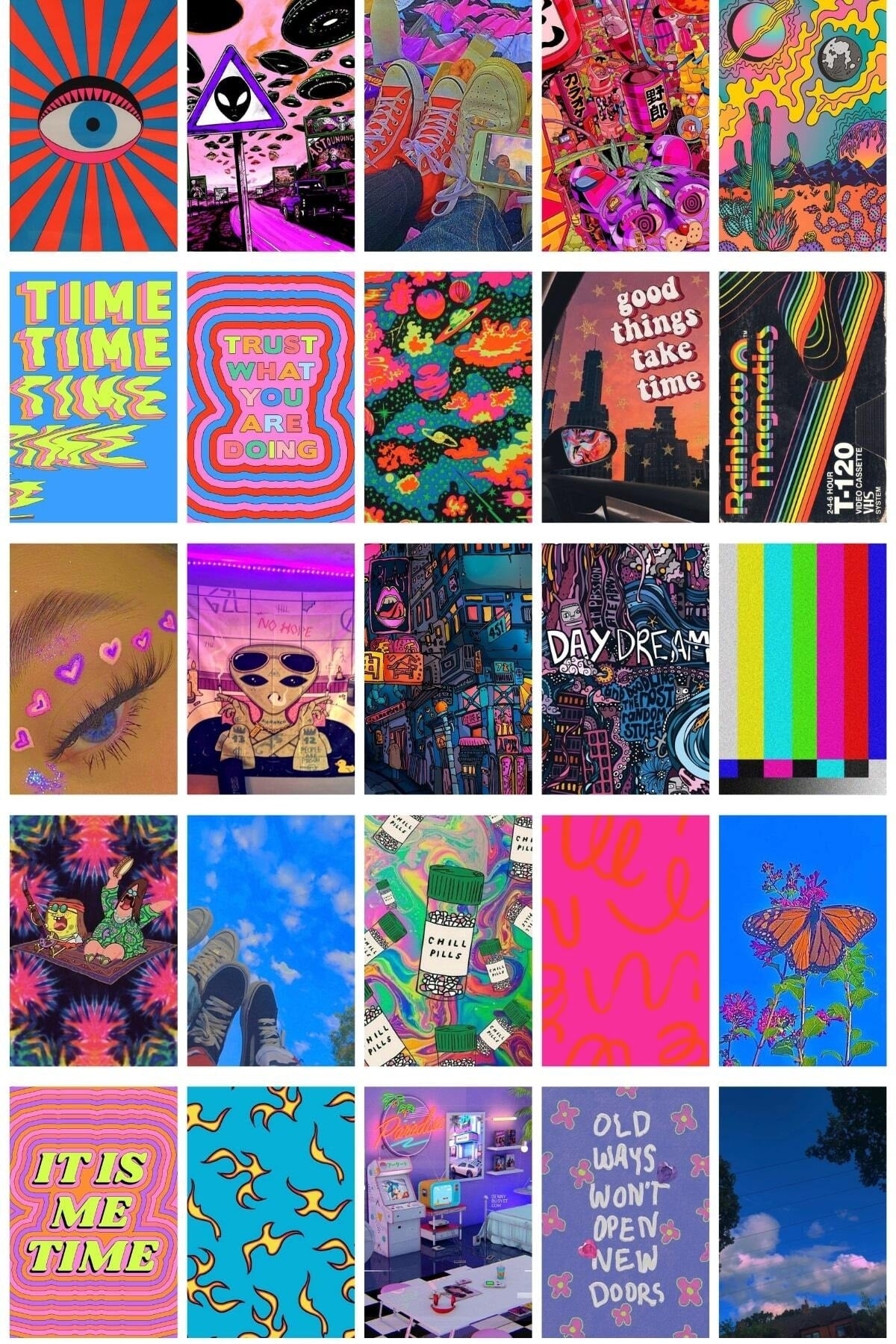 Indie Poster Seti - Kolaj Set - 110 Adet - Arkası Yapışkanlı Indie Poster Seti - 10cm*15cm - Kutulu