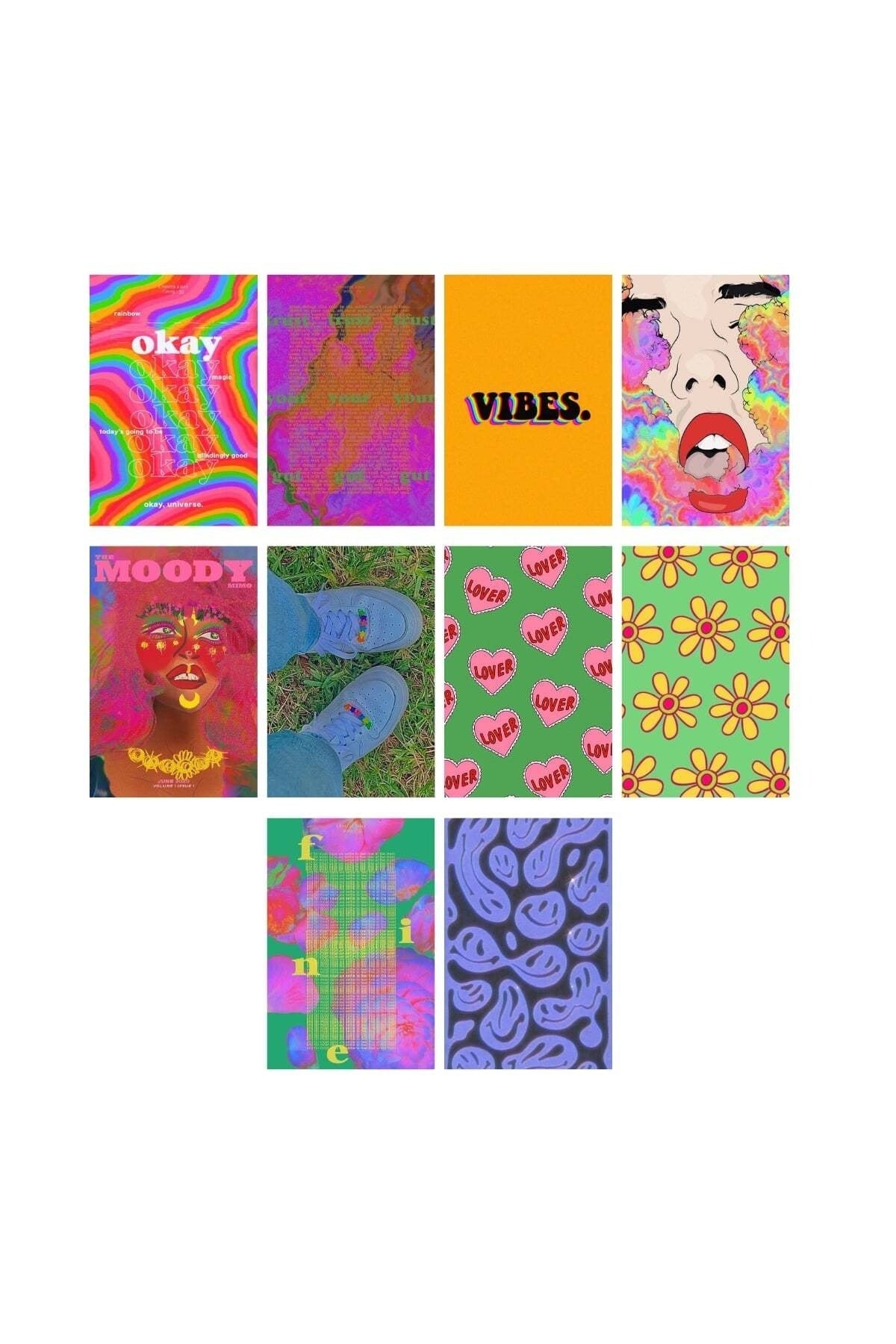Indie Poster Seti - Kolaj Set - 110 Adet - Arkası Yapışkanlı Indie Poster Seti - 10cm*15cm - Kutulu